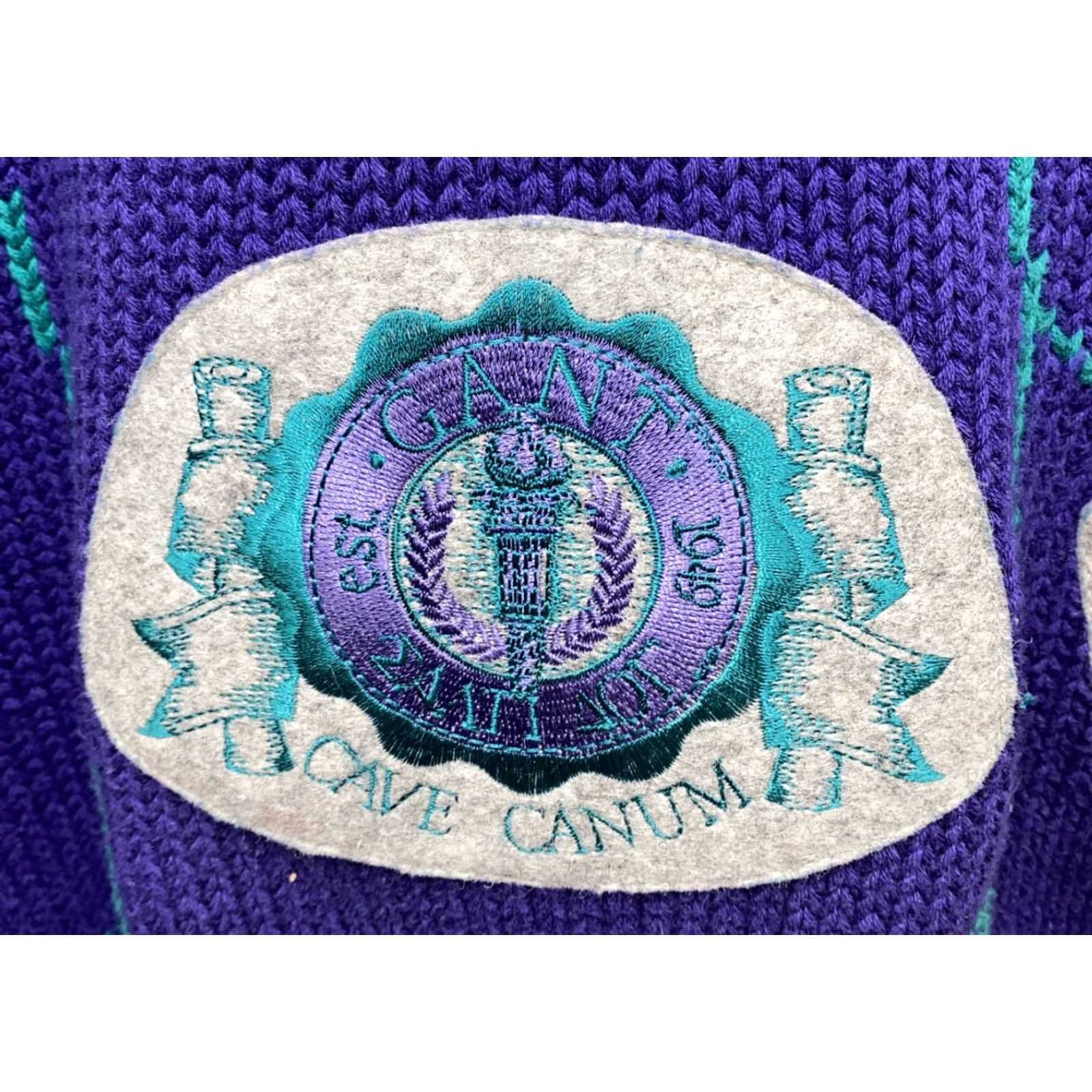 Gant VINTAGE GANT Varsity Cave Canum Crewneck Graphic Sweater Mens XL Green/Purple Crewneck Size XL Size US XL / EU 56 / 4 - 3 Thumbnail