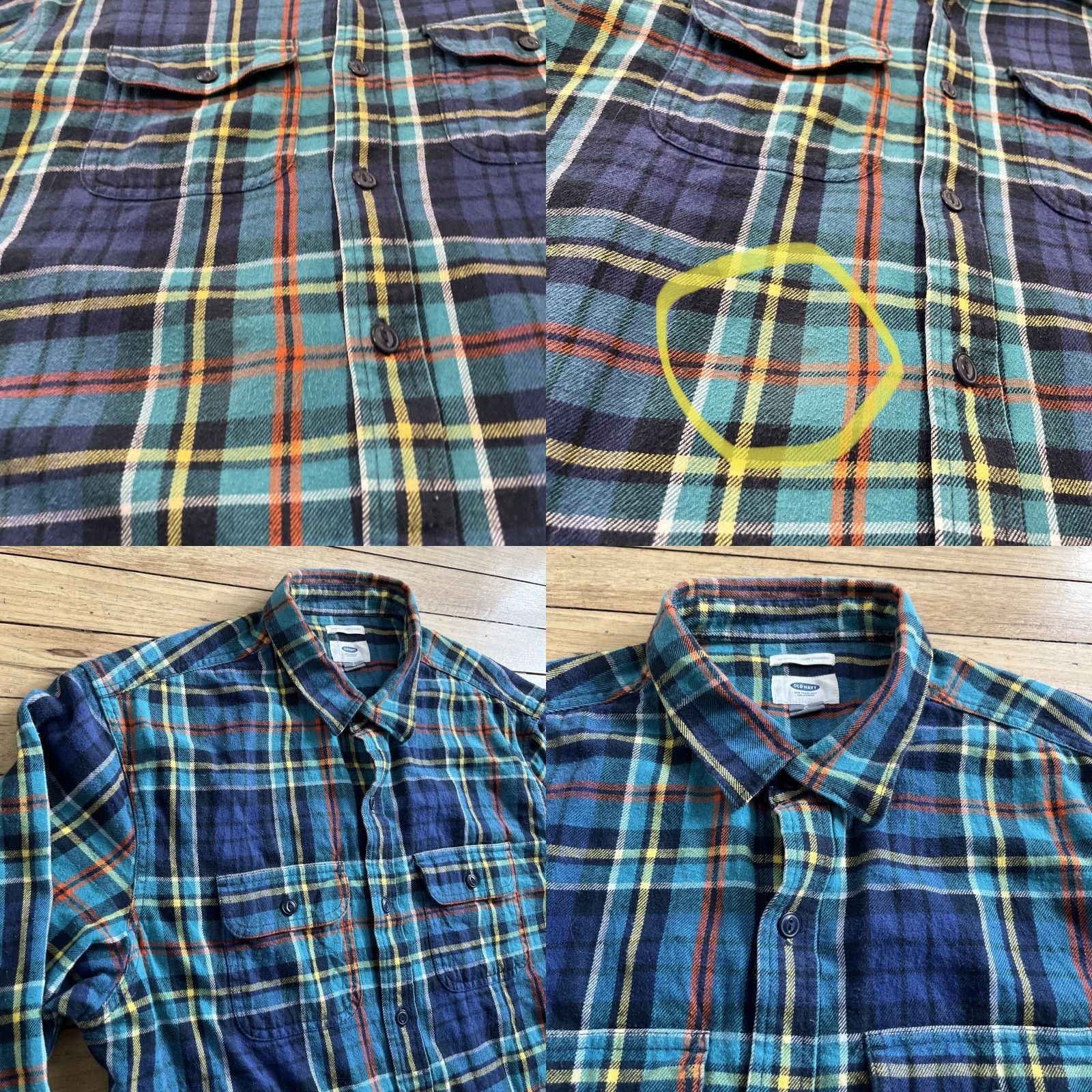 Old Navy OLD NAVY Flannel Shirt Men L Light Green Red Plaid Hike Outdoor Regular Fit L Mens Shirt Plaid Color Multicolor Casual Travel Size US L / EU 52-54 / 3 - 9 Thumbnail
