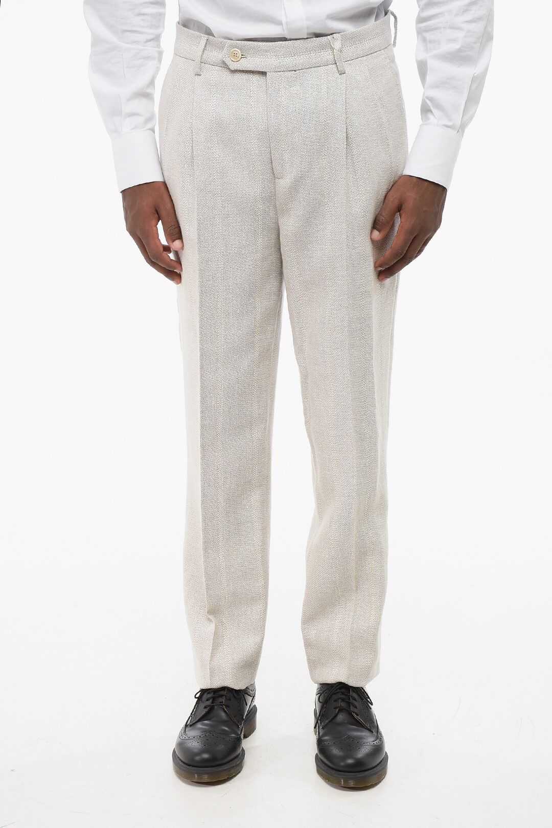 Brunello Cucinelli og1mm0825 Double-pleated Linen Blend Pant in Grey Size US 44 / EU 60 - 1 Thumbnail