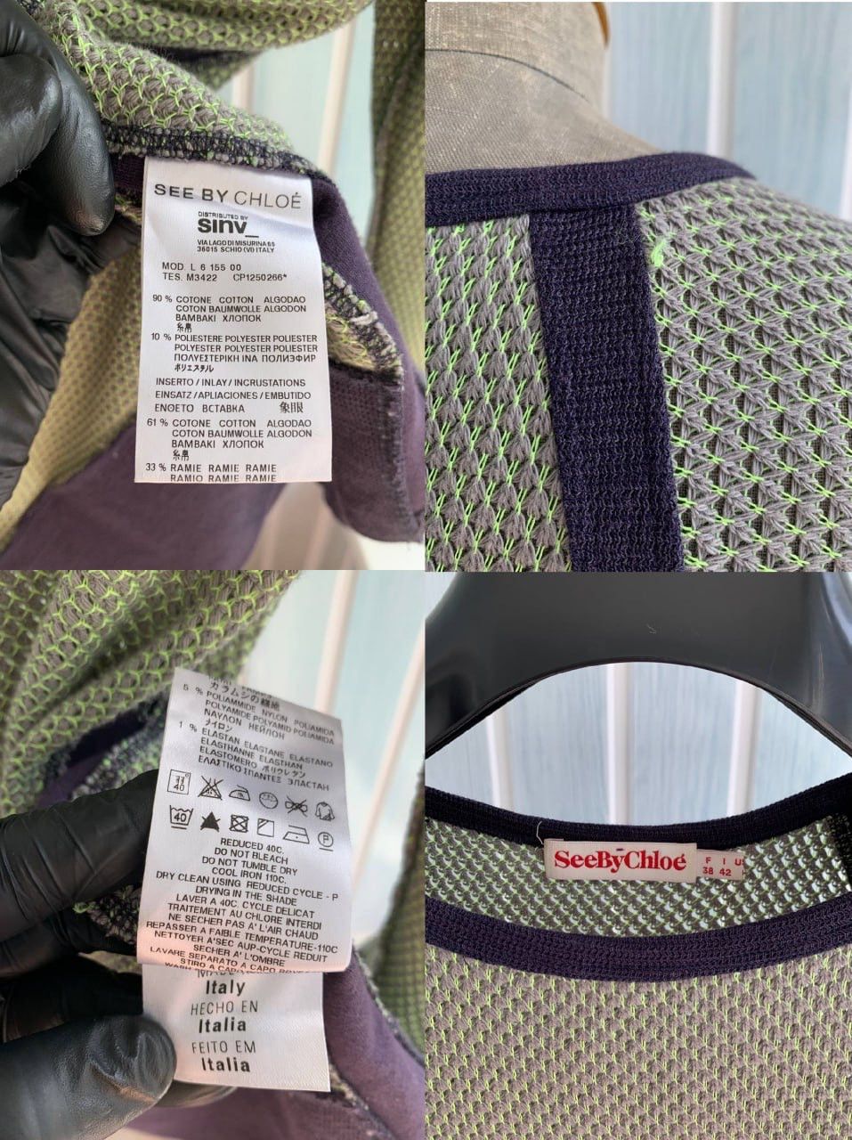 Chloe × Designer × See by Chloe See By Chloe Women’s Cotton & Ramie Multicolor Knit Blouse Size M / US 6-8 / IT 42-44 - 24 Thumbnail