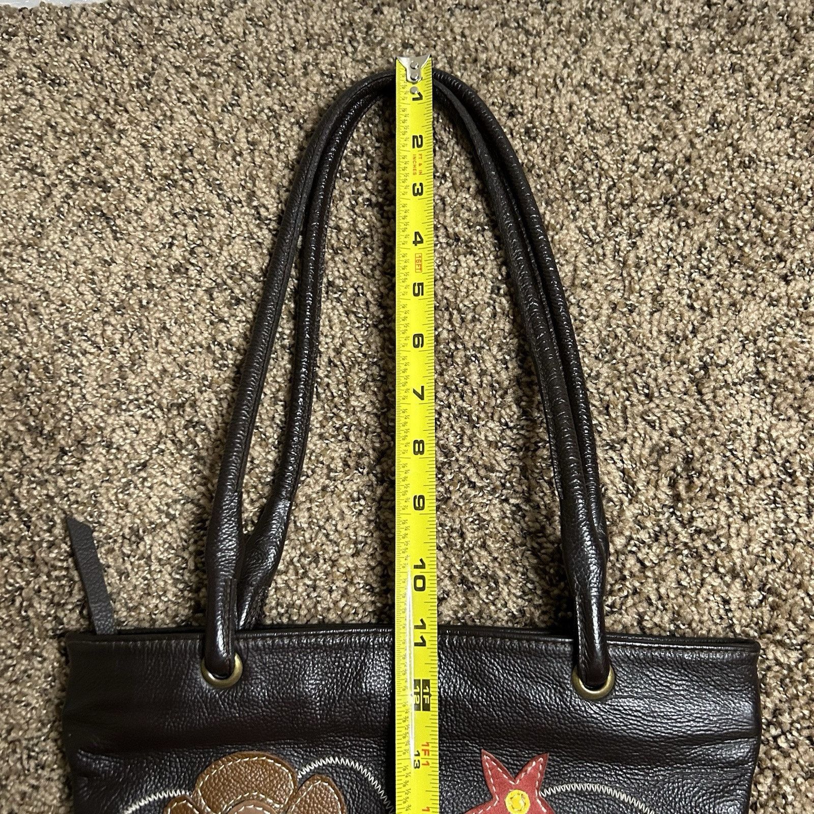 Other Arturo Martinez Handbag Chocolate Leather Floral Purse Size ONE SIZE - 10 Thumbnail