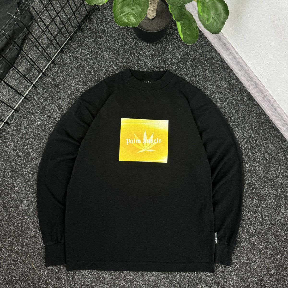 image of Archival Clothing x Avant Garde Palm Angels Original Sweatshirt Boxy Center Logo Japanese in Black 