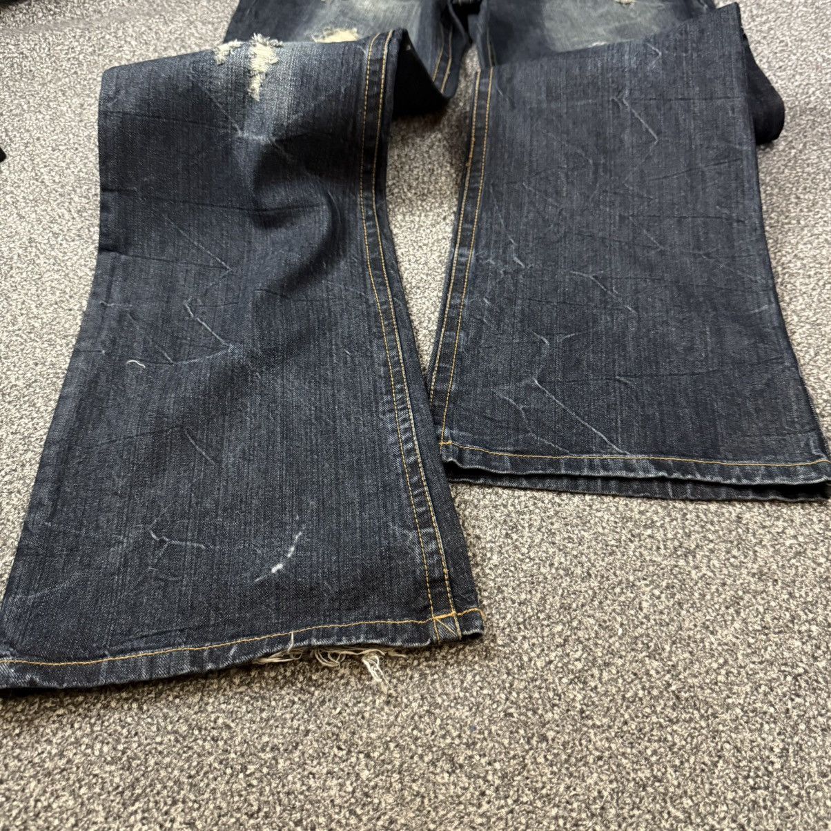 If Six Was Nine 🔥🇯🇵 Japanese Flared Cross Distressed Sorridere Jeans Size US 33 - 8 Thumbnail