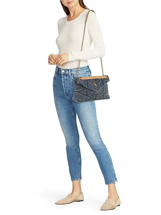Saint Laurent Paris o1s1wg111125 Size: S / Puffer Small Denim Shoulder Bag Blue Size ONE SIZE - 3 Thumbnail