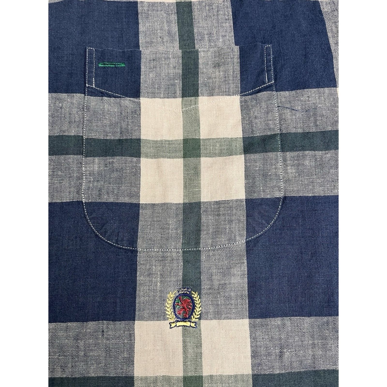 Tommy Hilfiger Tommy Hilfiger Linen Blend Short Sleeve Button Down Plaid Sh Size US L / EU 52-54 / 3 - 2 Thumbnail