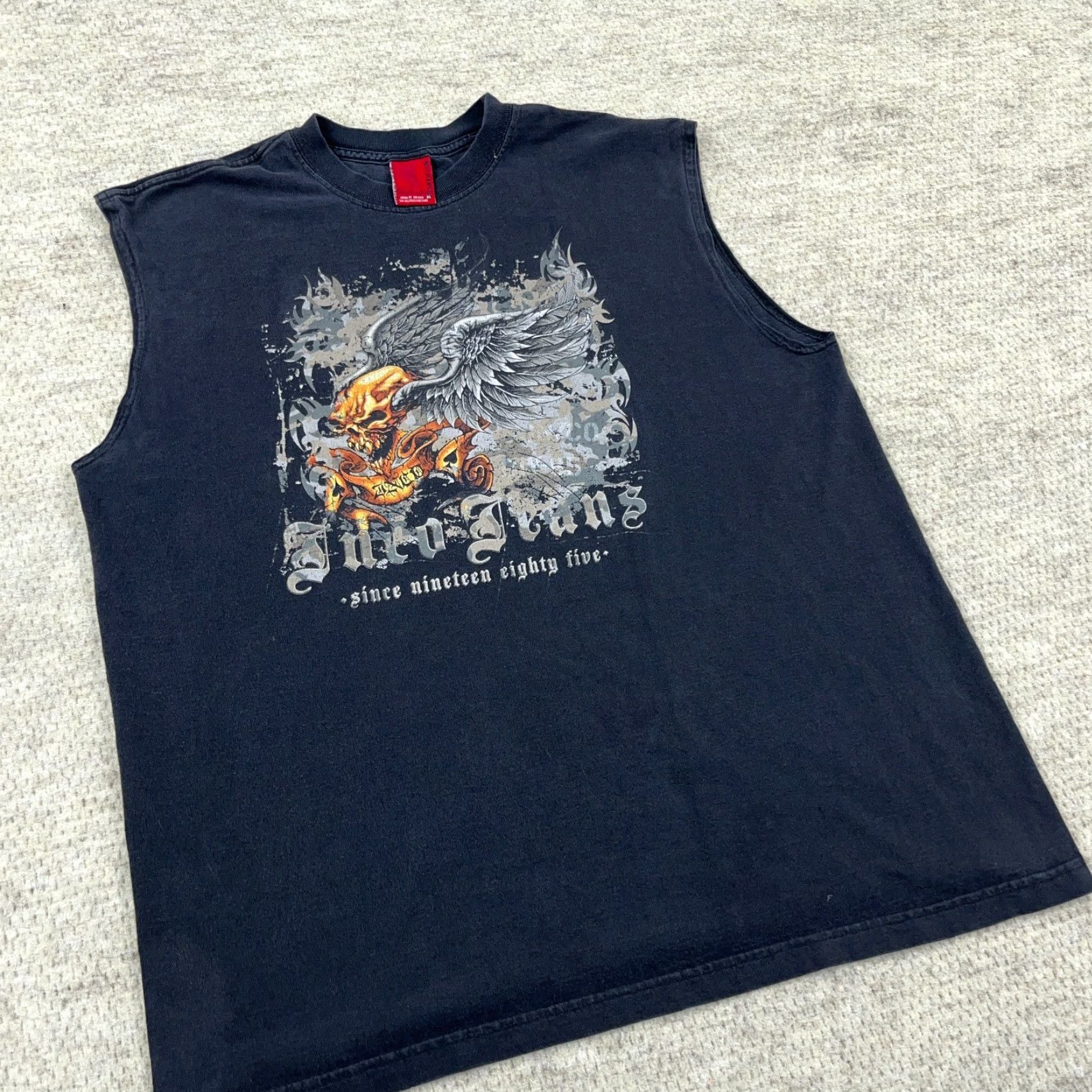 JNCO VINTAGE JNCO Shirt Men XL Black Tank Top Tee Skull Wings Skate Faded 80s Retro Graphic Print T-Shirt Size US XL / EU 56 / 4 - 6 Thumbnail