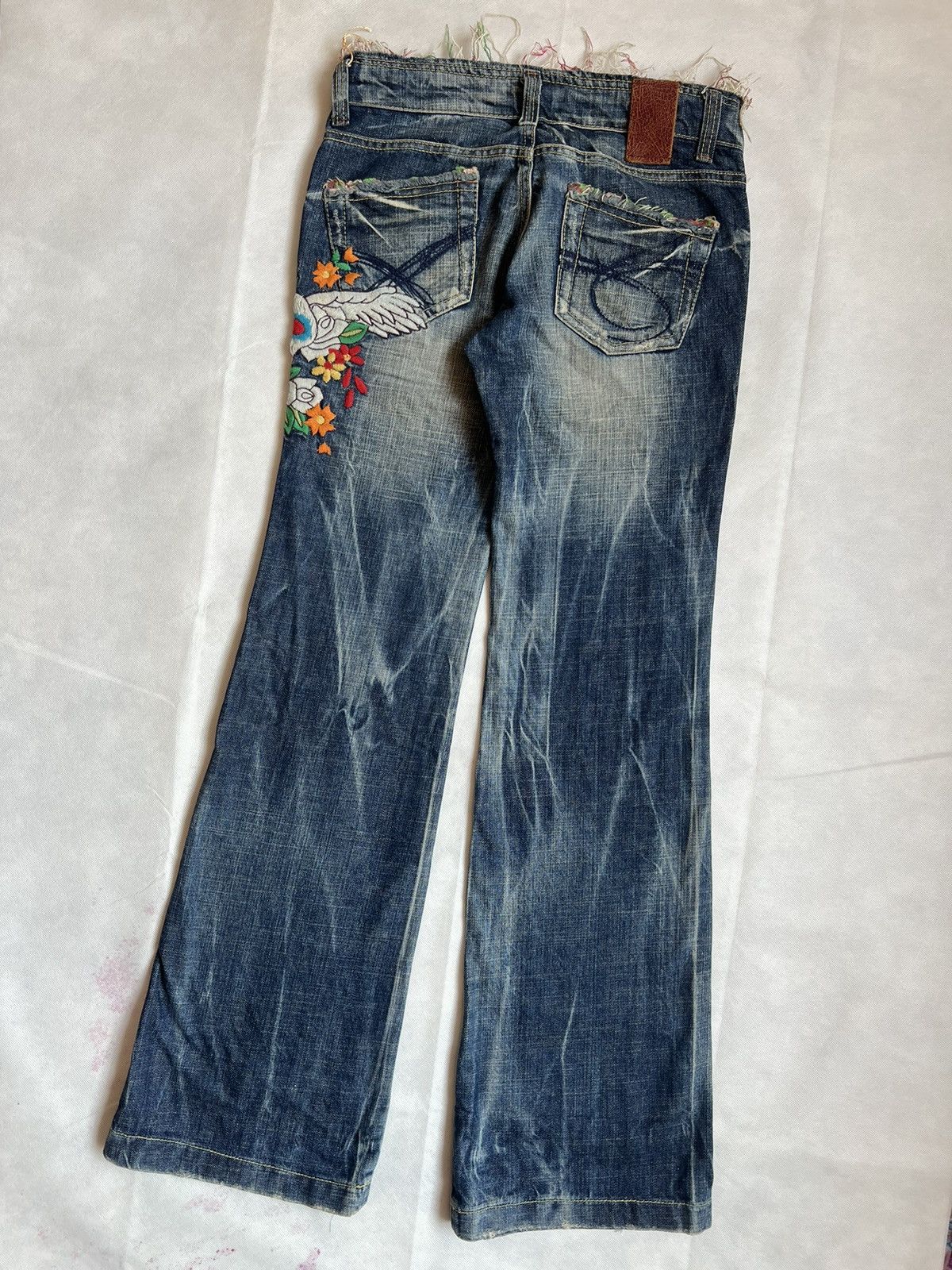 Japanese Brand Red Pepper Flare Denim Skulls Punk Washed Denim Size 30" / US 8 / IT 44 - 10 Thumbnail