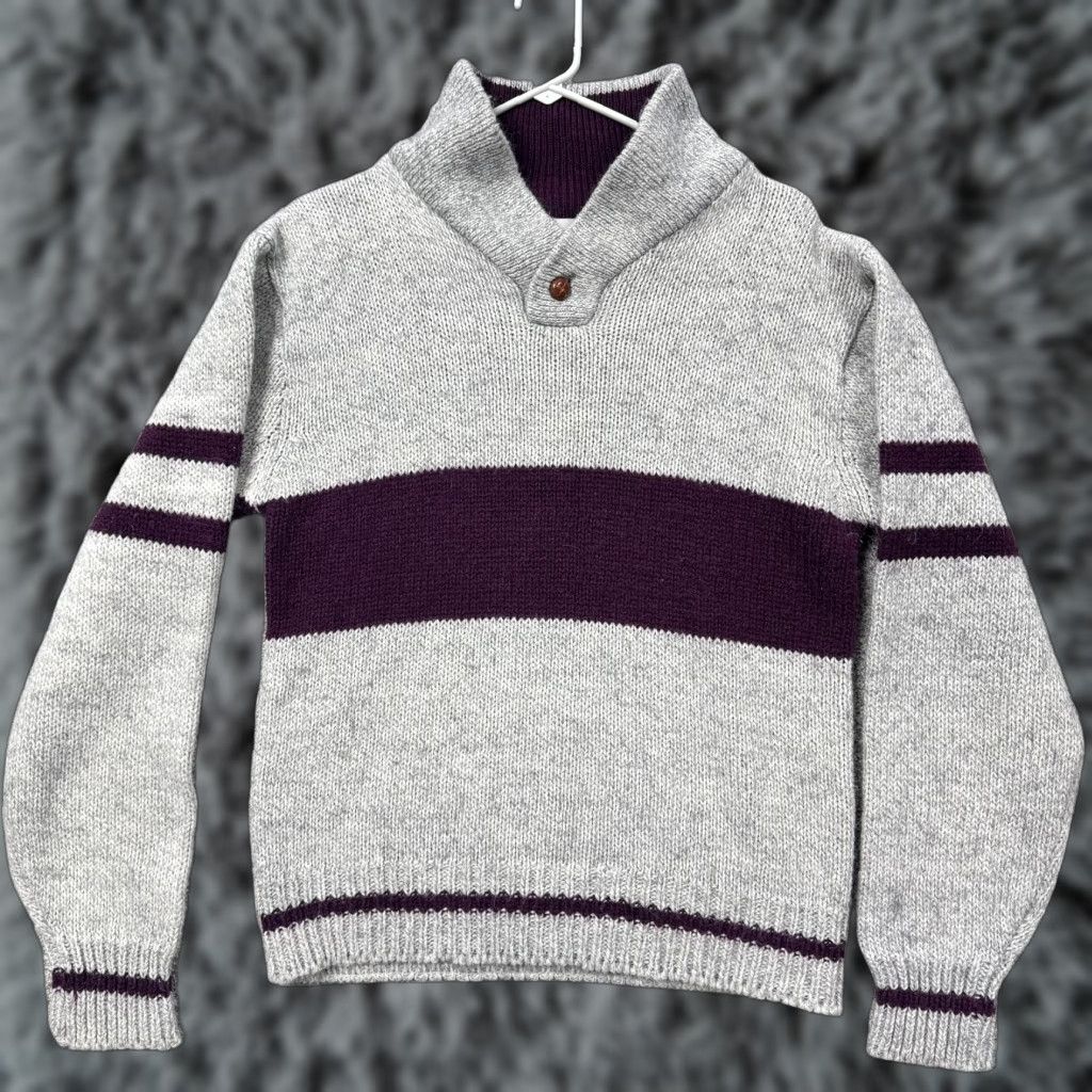 Vintage VINTAGE Chapel Hill Sweater Male Medium Shawl Collar Striped Gray Maroon Knit Pullover College Preppy Grandpacore Mens Shirts Size US M / EU 48-50 / 2 - 1 Thumbnail