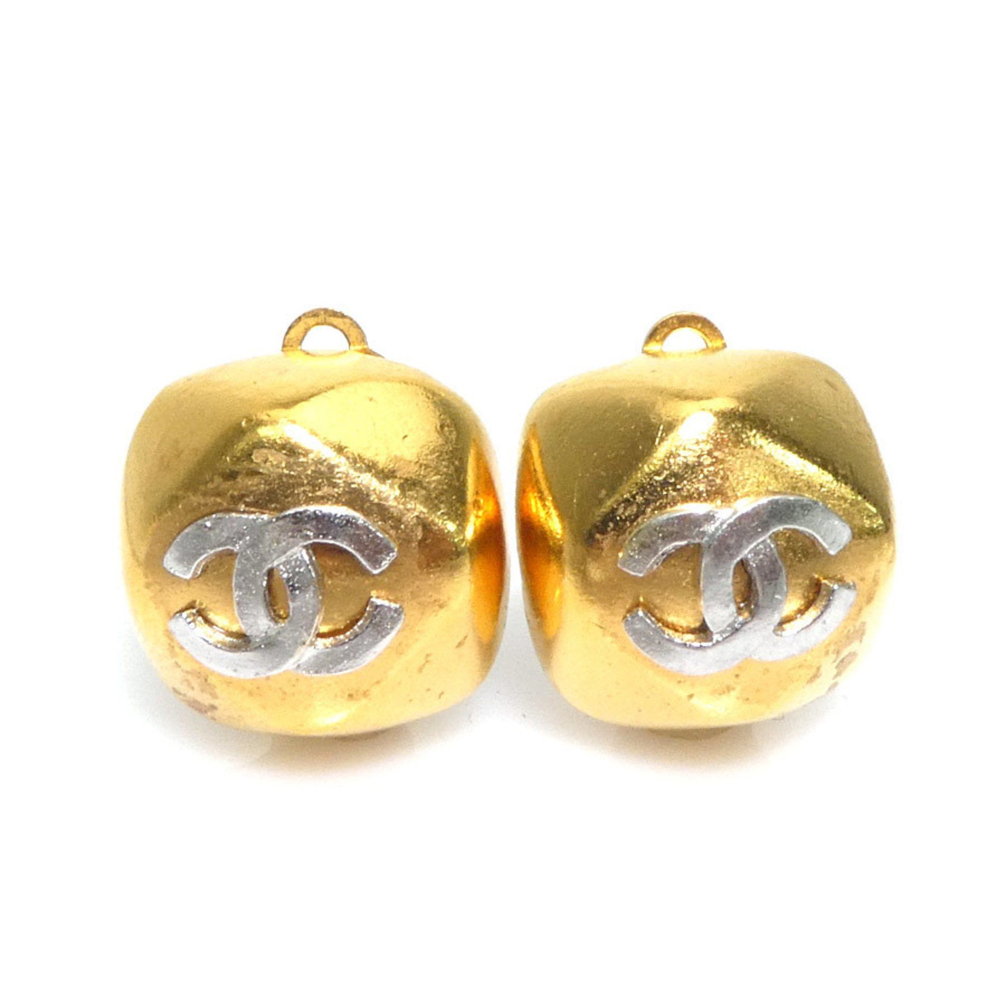 Chanel CHANEL Coco Mark Metal Earrings, Gold and Silver, Women's, e60940g Size ONE SIZE - 1 Thumbnail