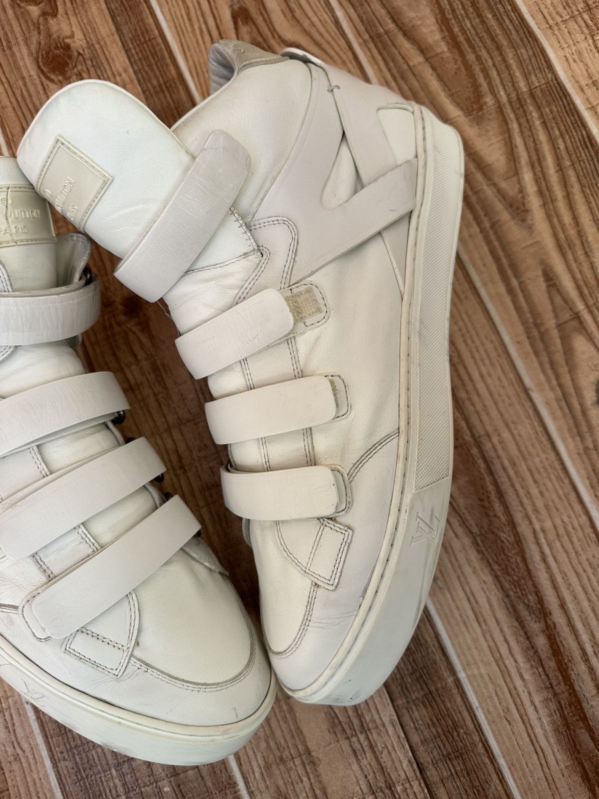 Louis Vuitton Louis Vuitton White Leather 4 Straps Boxing Sneaks Size US 11 / EU 44 - 5 Thumbnail