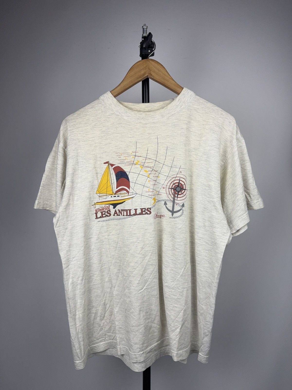 Vintage 90s Vintage Les Antilles Guadeloupe Sailboat Travel T-Shirt Size US M / EU 48-50 / 2 - 1 Thumbnail