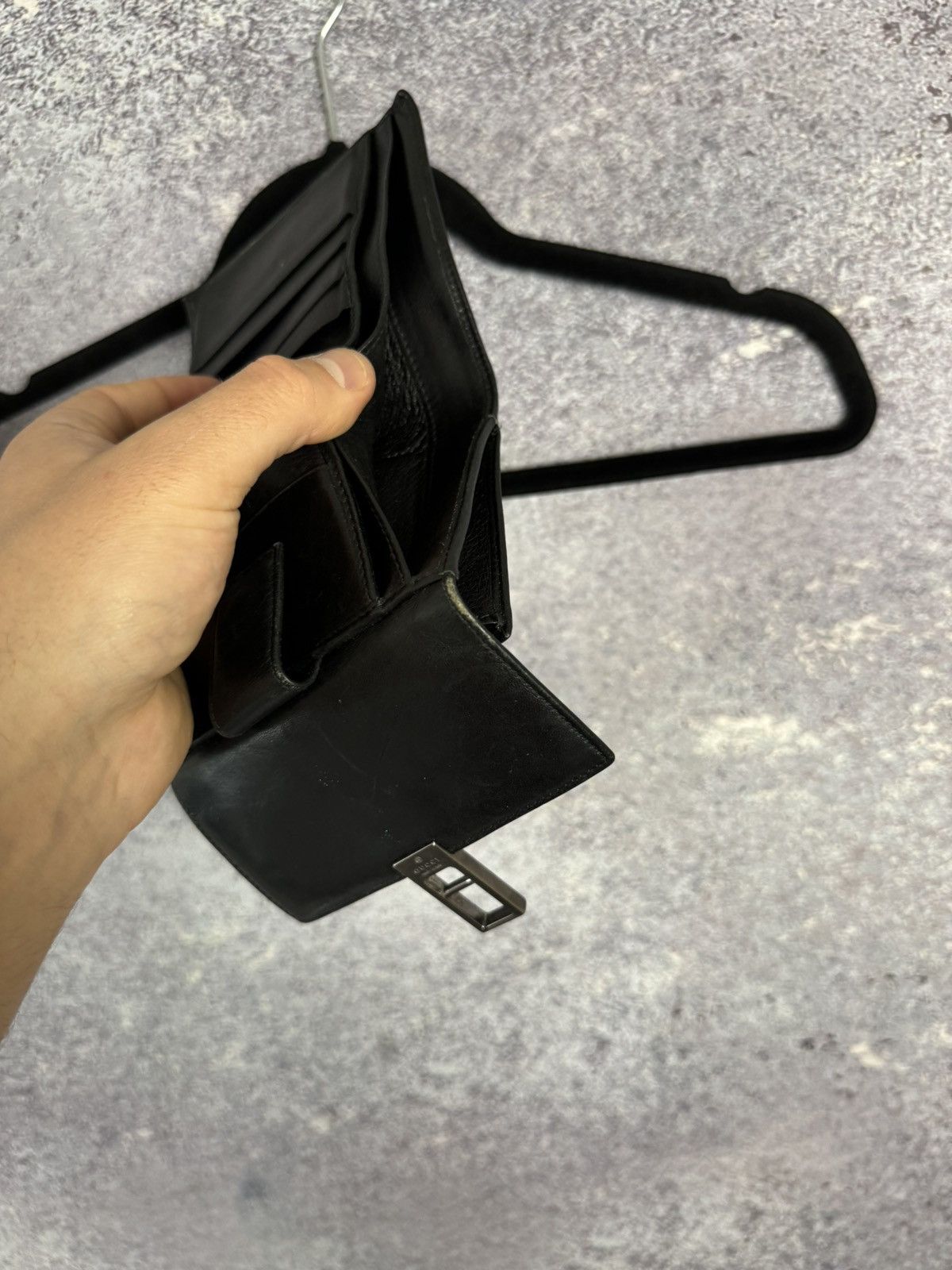 Gucci × Vintage Gucci Wallet Bifold Vintage Black Leather Unisex Authentic Size ONE SIZE - 15 Thumbnail