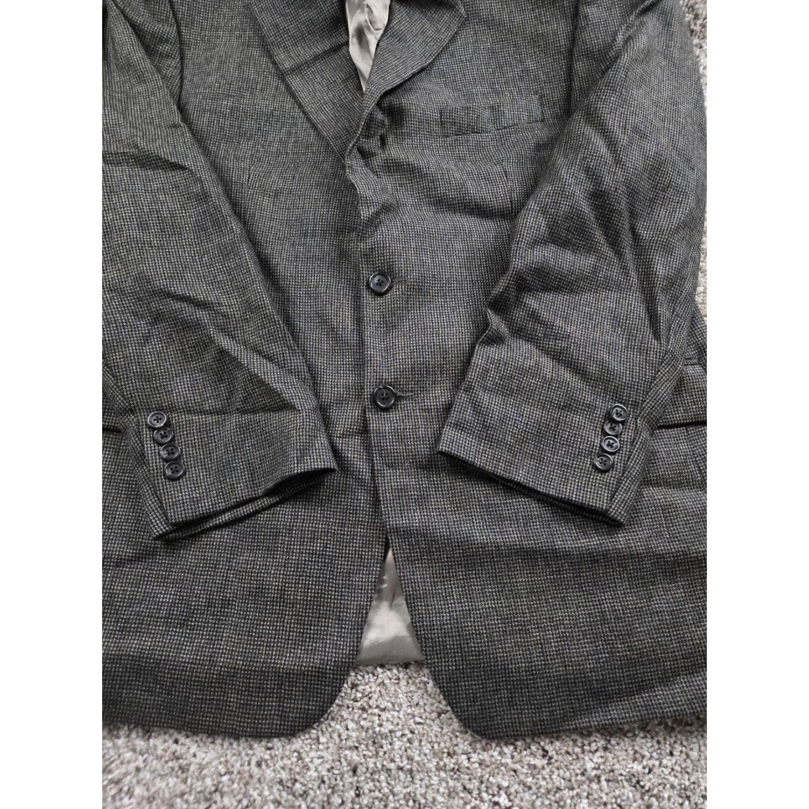 Polo Ralph Lauren VINTAGE Polo Ralph Lauren Mens Blazer Coat Wool 2 Piece Houndstooth Tweed 43R Gray Notch Lapel 90s Size US XL / EU 56 / 4 - 3 Thumbnail