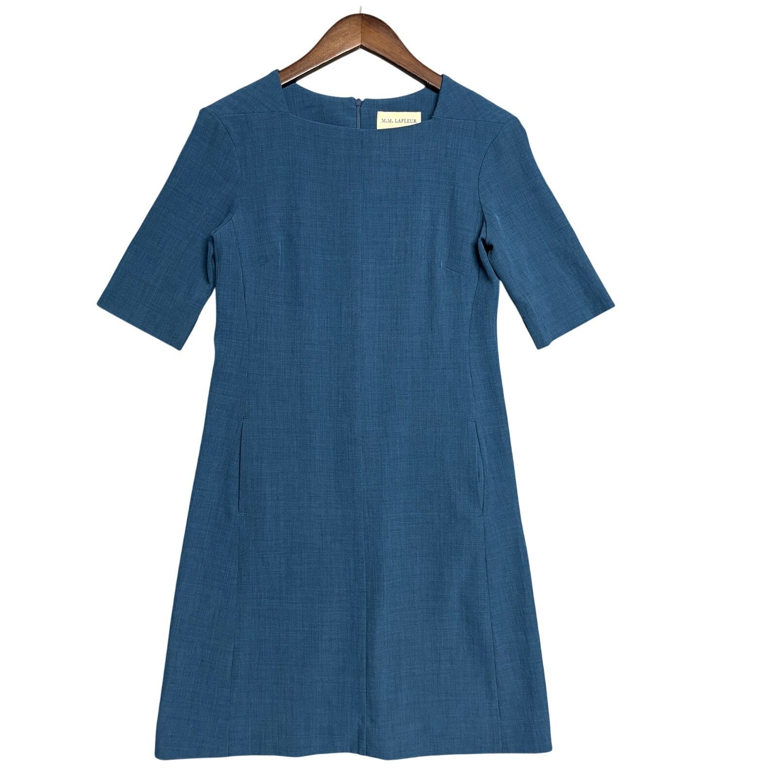 Other M.M. Lafleur Wondertex Emily Dress Size 4 Square Neck Blue Size S / US 4 / IT 40 - 1 Thumbnail