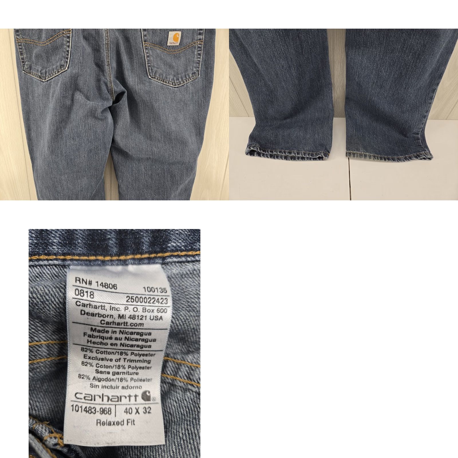 Carhartt VINTAGE Carhartt Jeans Mens 40x32 Blue Relaxed Fit Pants Workwear 101483-968 Size US 40 / EU 56 - 8 Thumbnail