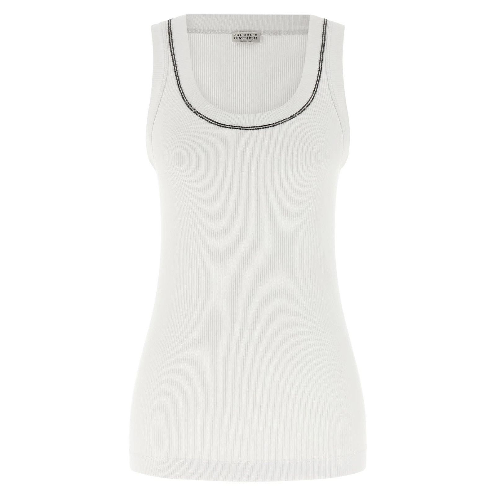 BRUNELLO CUCINELLI $1100 White Stretch Jersey Top New & Auth