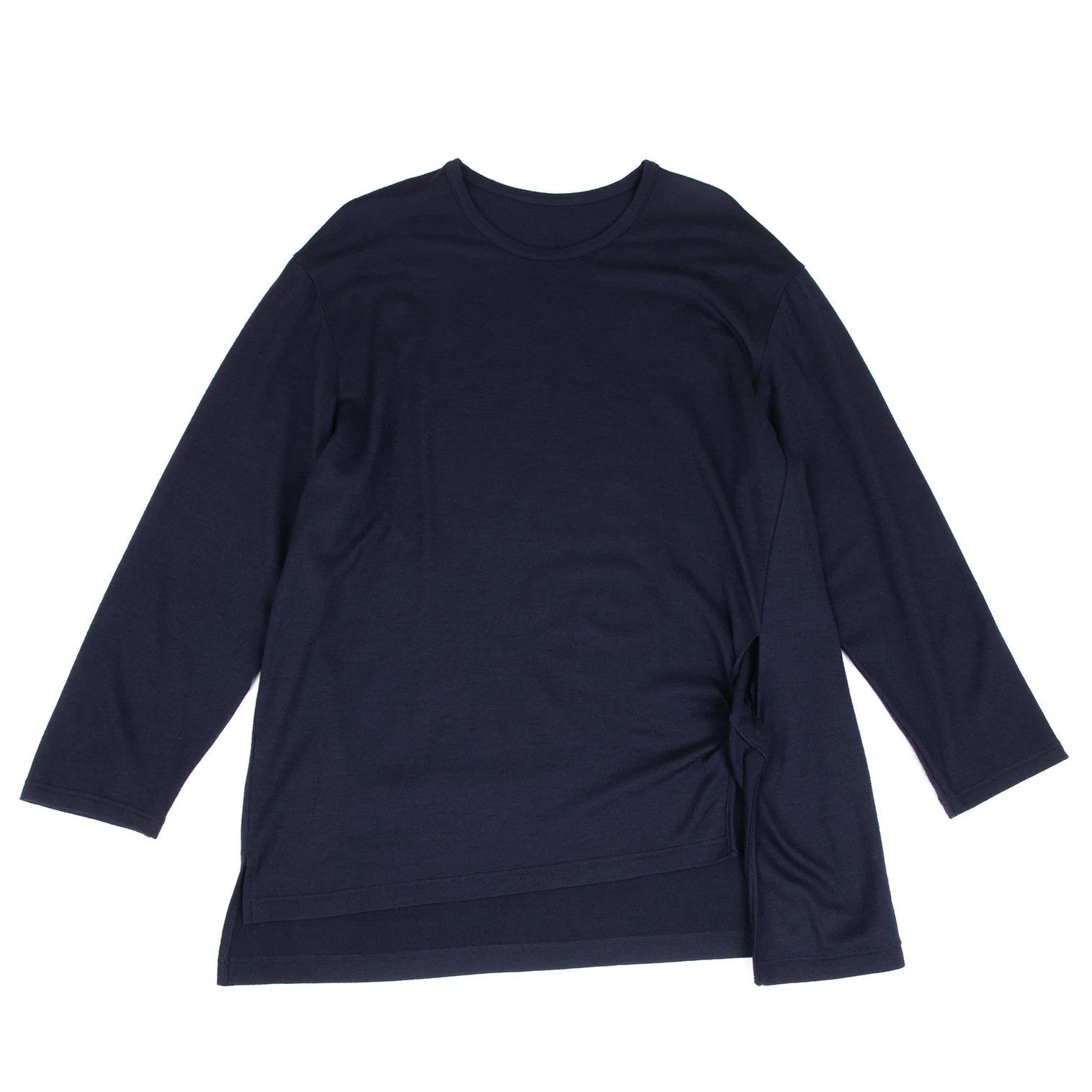 Yohji Yamamoto Twisted Design Wool Knit Top in Navy Blue Size US L / EU 52-54 / 3 - 1 Thumbnail