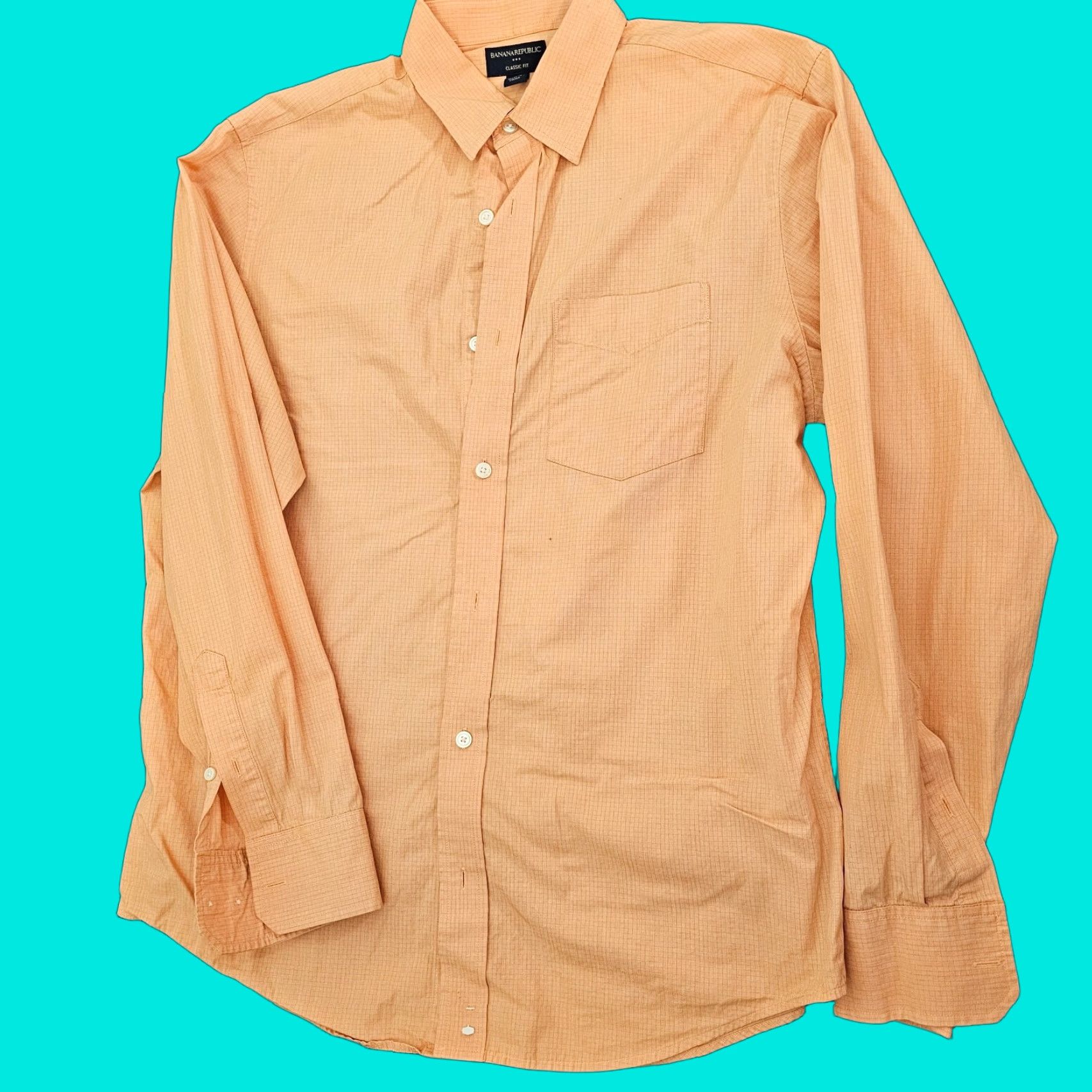 Banana Republic VINTAGE Banana Republic Button-Up Shirt Men Cotton Casual Dress Long Sleeve Size M Orange Summer Size US M / EU 48-50 / 2 - 1 Thumbnail