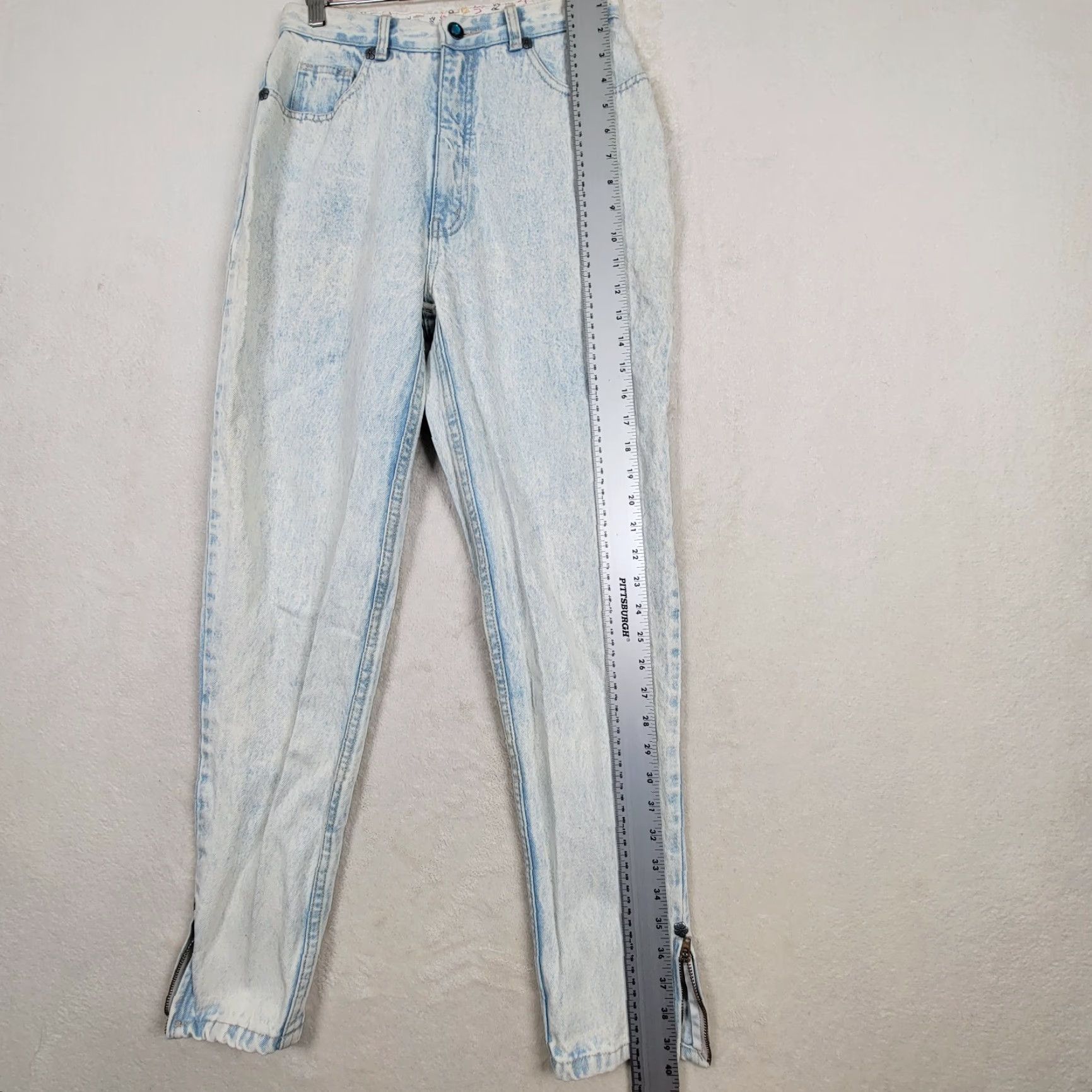 Vintage VINTAGE L.A. Gear Jeans Women's High Waist Acid Washed Tapered Zip Ankle 11/28 80s Blue Mens? Size 32" / US 10 / IT 46 - 5 Thumbnail