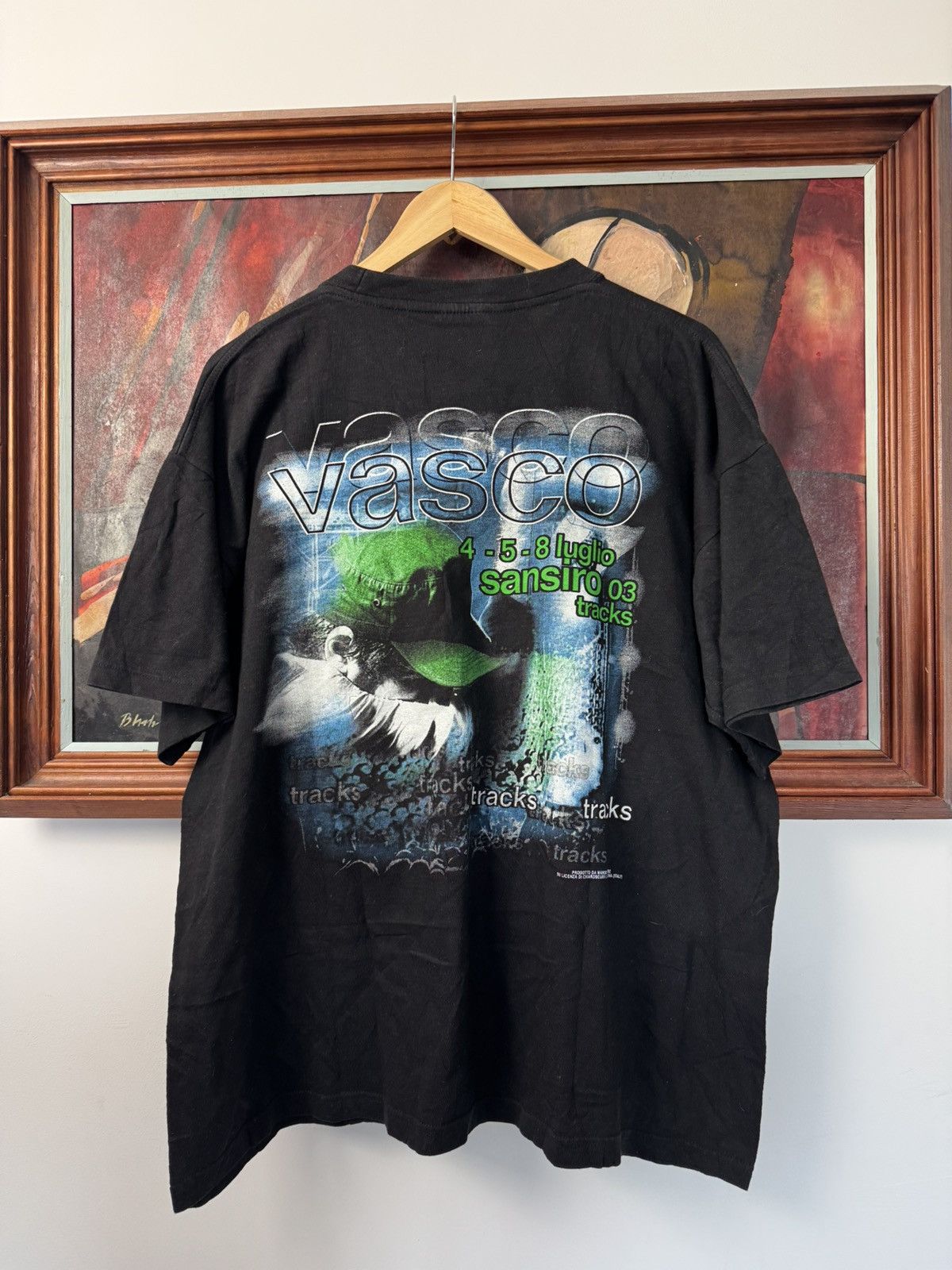 Band Tees Vintage 90s Vasco Rossi Italian Rock Band Tee Sansiro Tour Size US XXL / EU 58 / 5 - 2 Thumbnail