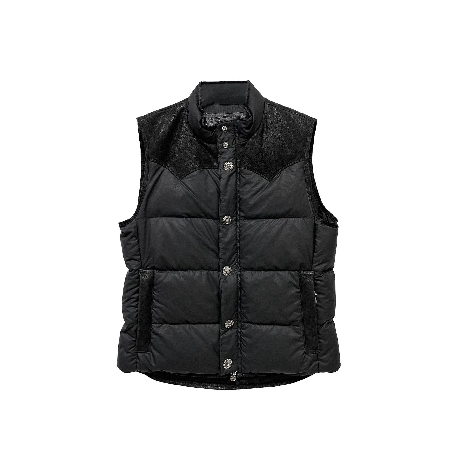Chrome Hearts Chrome Hearts Black Leather Fleur Puffer Down Vest Size US M / EU 48-50 / 2 - 1 Thumbnail