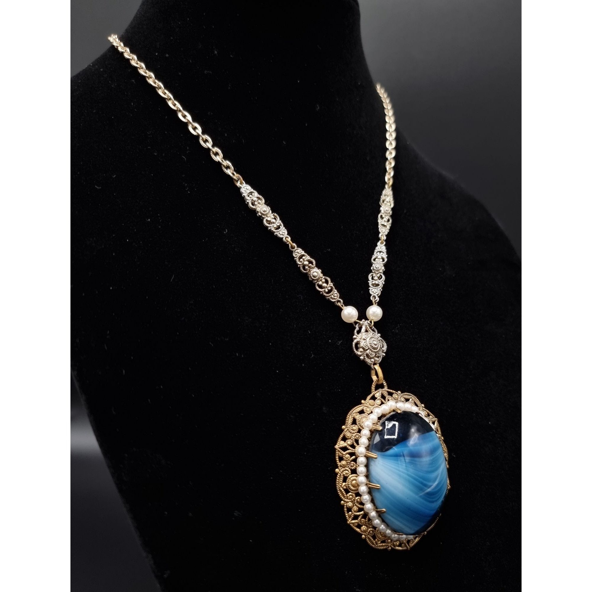 Vintage Vintage West Germany 1960s Gold-Tone Filigree Pendant Neckla Size ONE SIZE - 5 Thumbnail