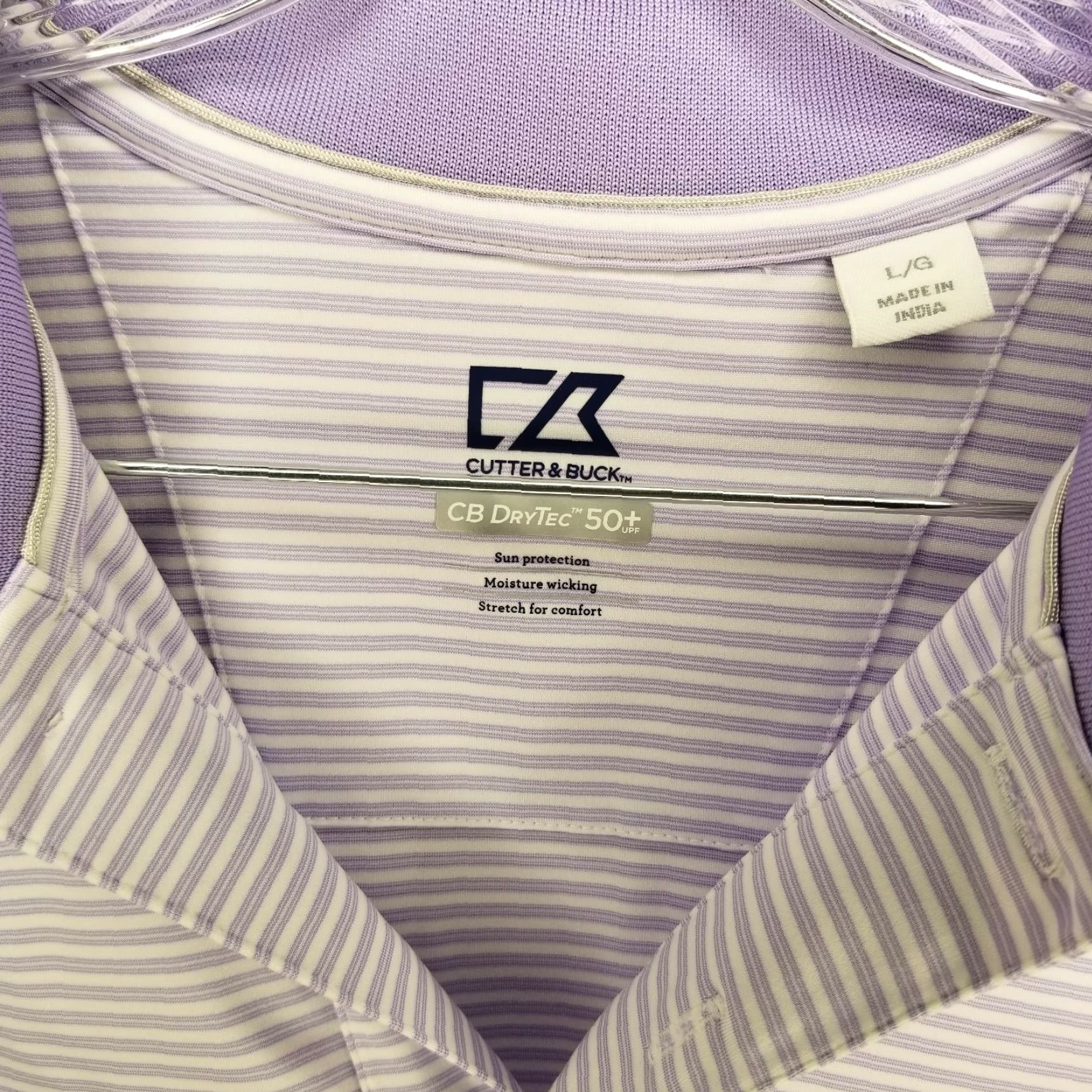 Cutter & Buck VINTAGE Cutter & Buck CB DryTec Golf Polo Shirt Men Short Sleeve Size L Purple Striped Size US L / EU 52-54 / 3 - 4 Thumbnail