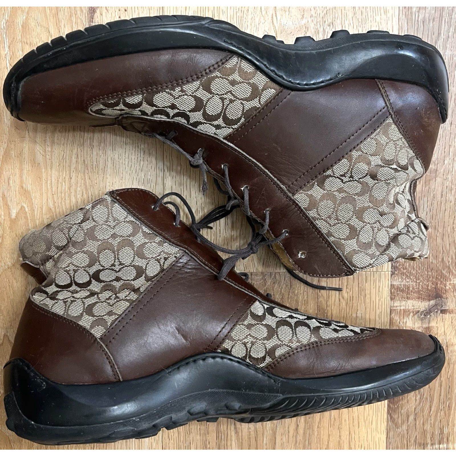 Coach VINTAGE Coach Men's Boots Monogram Leather Lace-up 10.5 D Brown Leather Pelham Rubber Sole Casual Workplace Shoes Mens Size US 11 / EU 44 - 3 Thumbnail