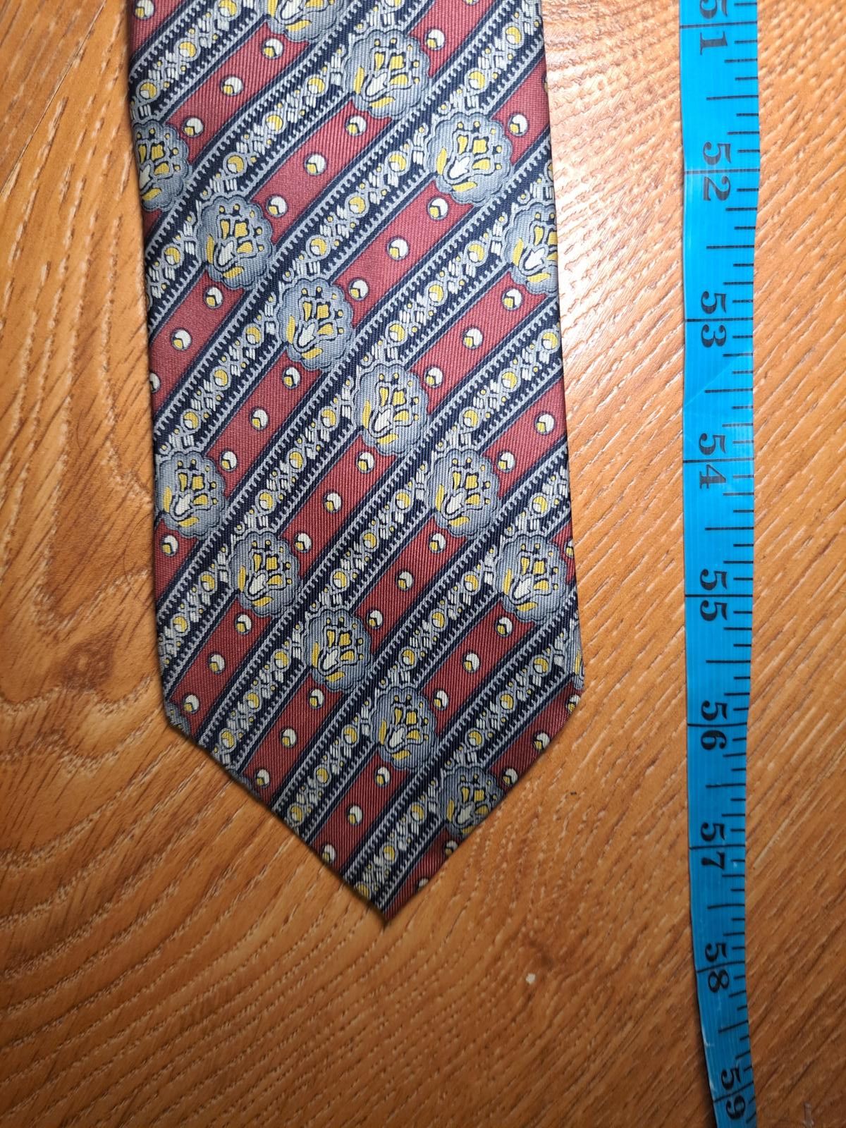 Yves Saint Laurent Yves Saint Laurent Silk Tie Red Multicolor Striped Floral Size ONE SIZE - 5 Thumbnail