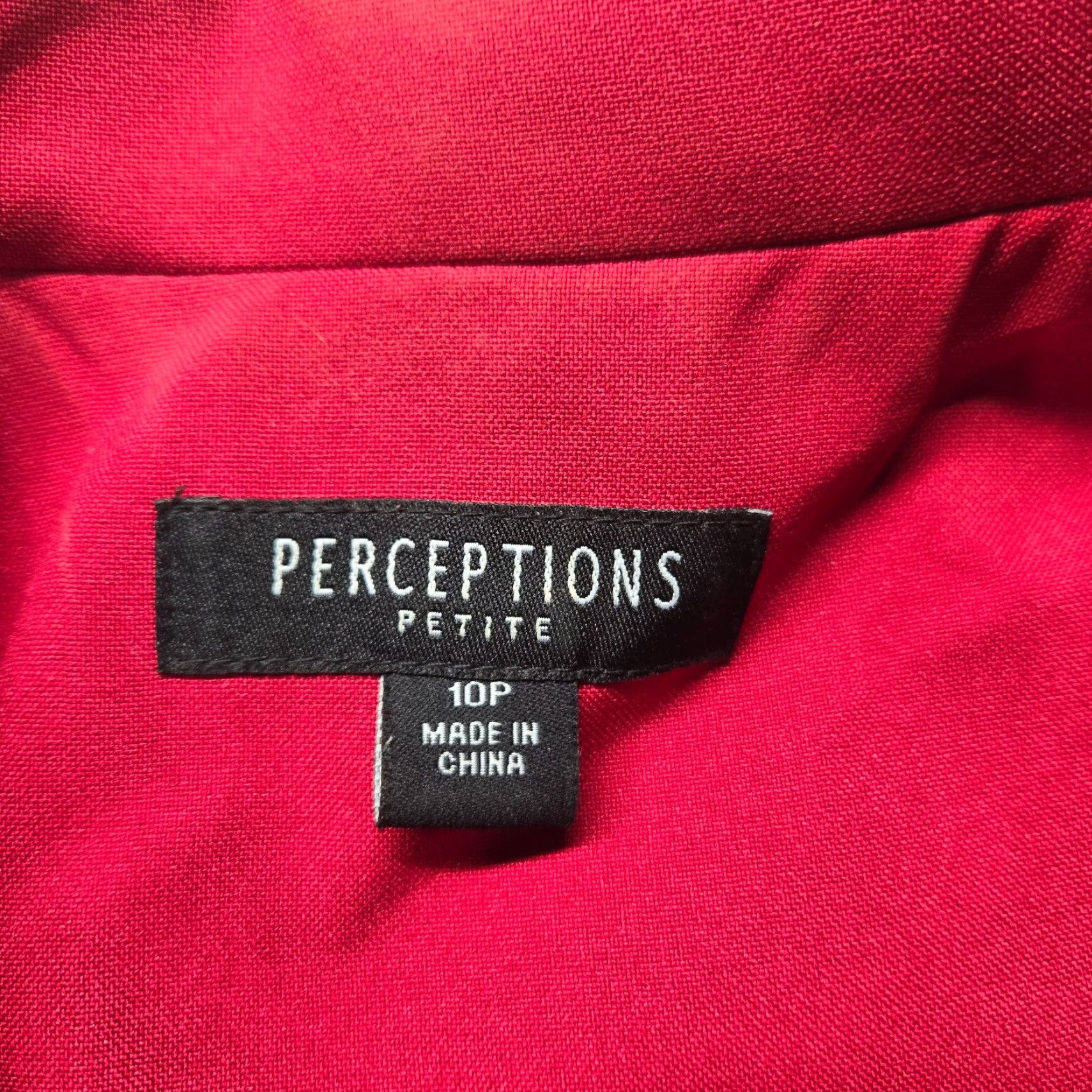 Vintage Perceptions Jacket Solid Red Coat Dress Casual Button Adult 10P Petite Women's Linen Blend Blouse Style Basic 10P Red Fall Spring Summer Winter Size L / US 10 / IT 46 - 4 Thumbnail