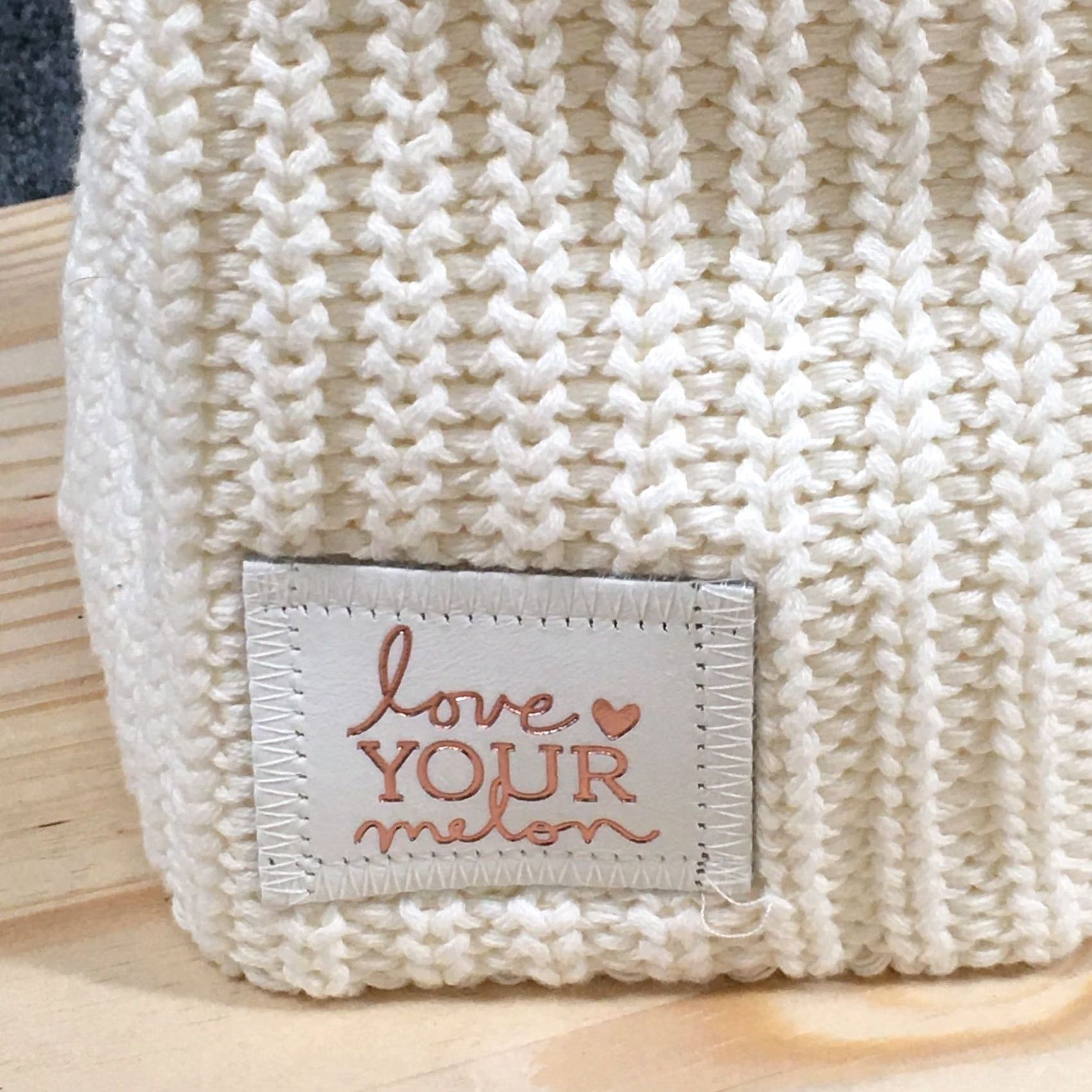 Vintage Love Your Melon Beanie Hat Womens White OS Adjustable Knitted Cotton Winter Size ONE SIZE - 3 Thumbnail