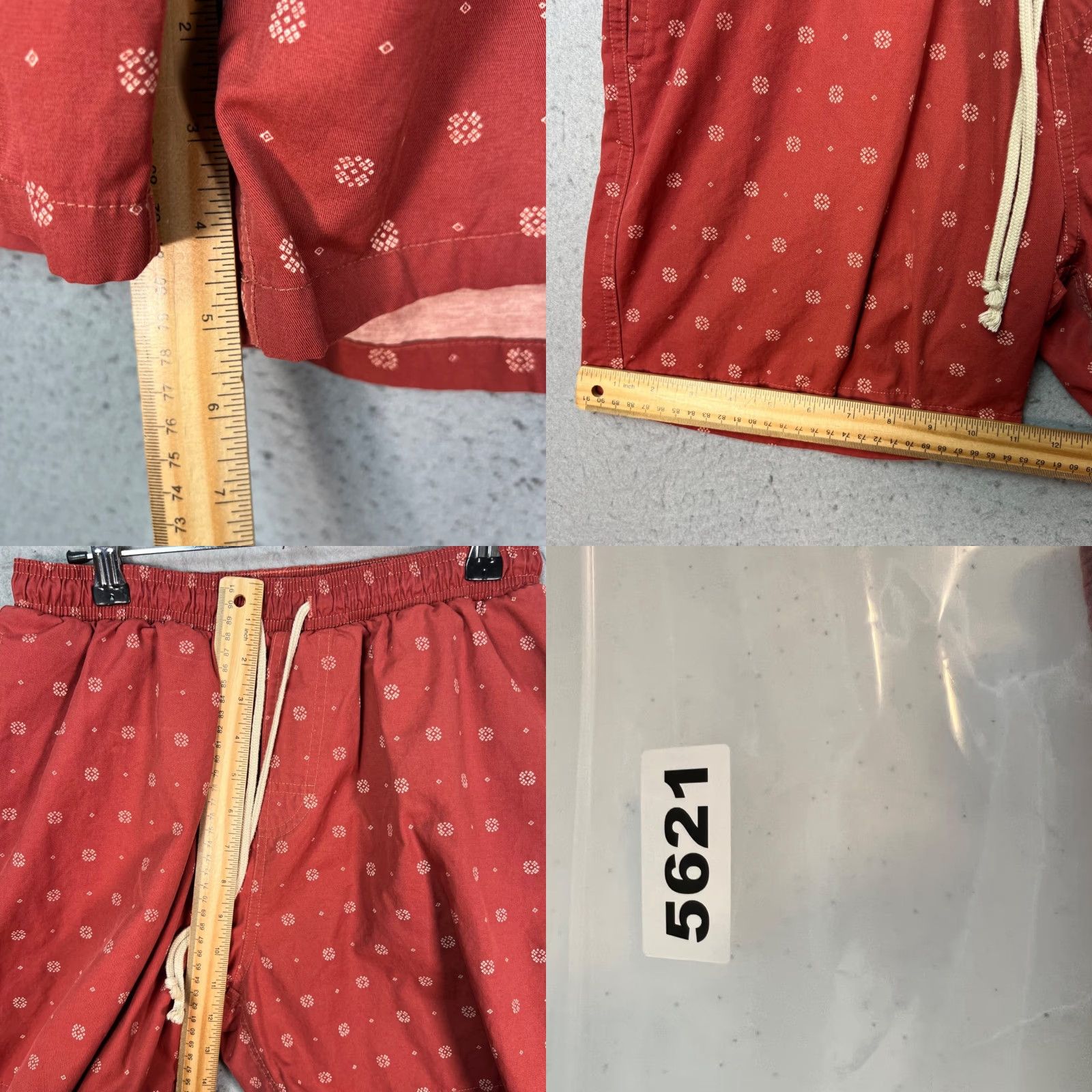 Vintage Mollusk Womens Large Red Elastic Waist Shorts Bermuda Cotton Blend Floral Pattern Size 36" / US 14 / IT 50 - 8 Thumbnail