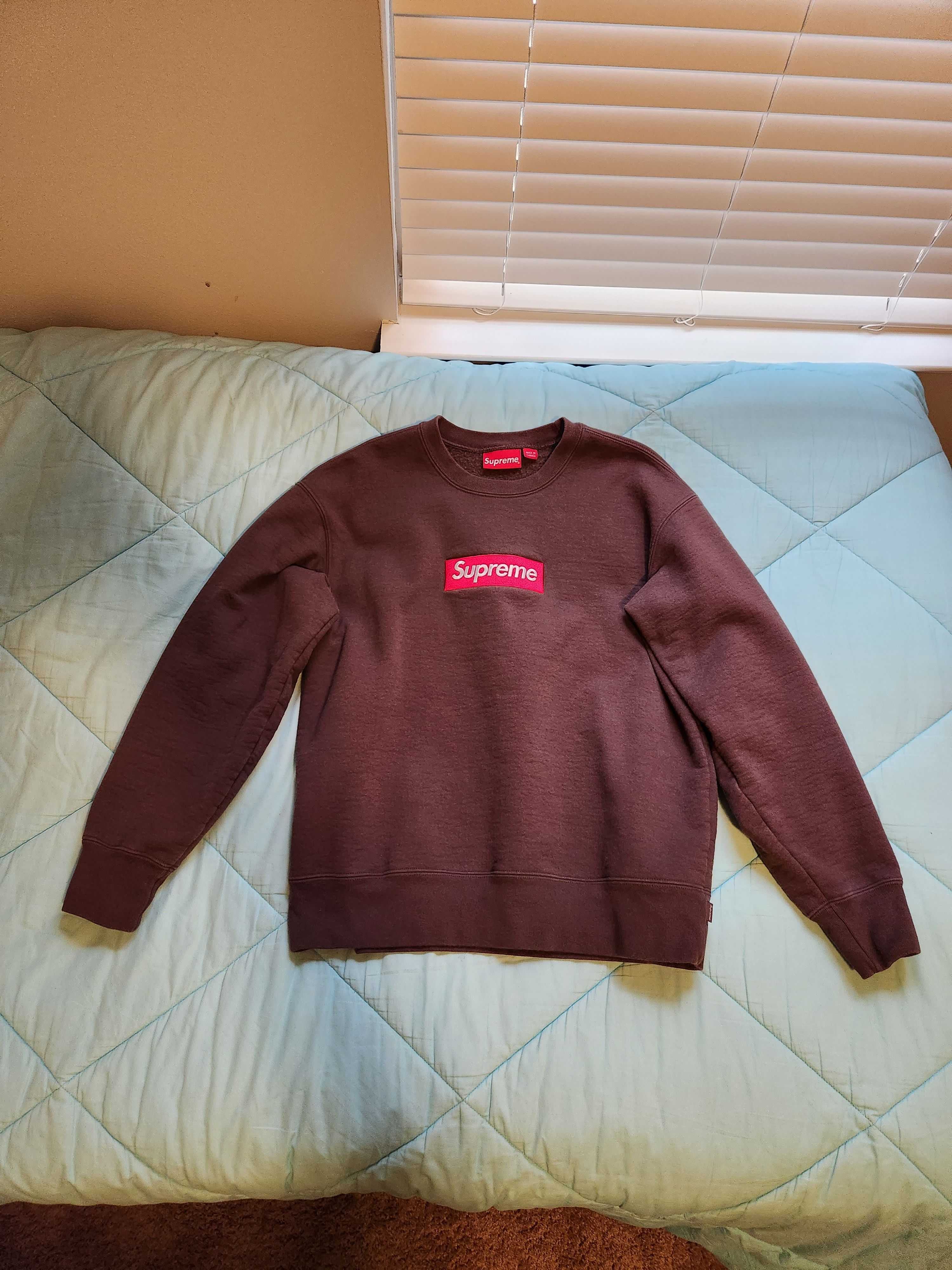 image of Supreme Box Logo Crewneck (Fw22) in Brown, Men's (Size Small)