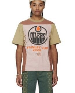 Marine Serre Khaki Moon-Panel Graphic T-Shirt