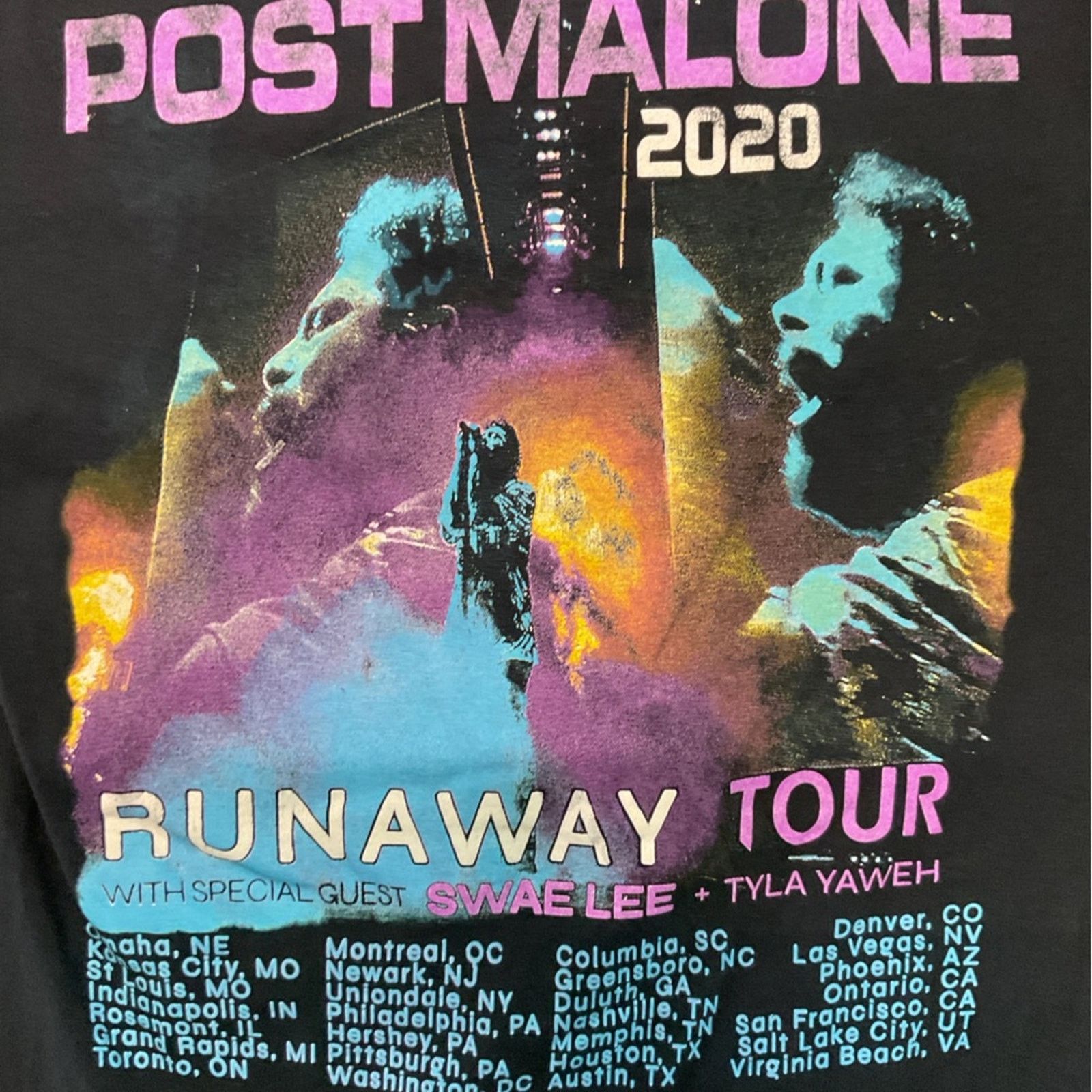 Fruit Of The Loom Post Malone 2020 Runaway Tour Concert T-Shirt Size US M / EU 48-50 / 2 - 6 Thumbnail