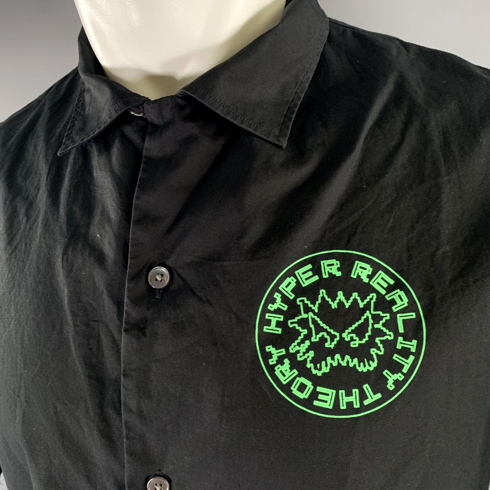 McQ Alexander McQueen MCQ by ALEXANDER MCQUEEN Size M Black Green Graphic Camp Shirt Size US M / EU 48-50 / 2 - 2 Thumbnail