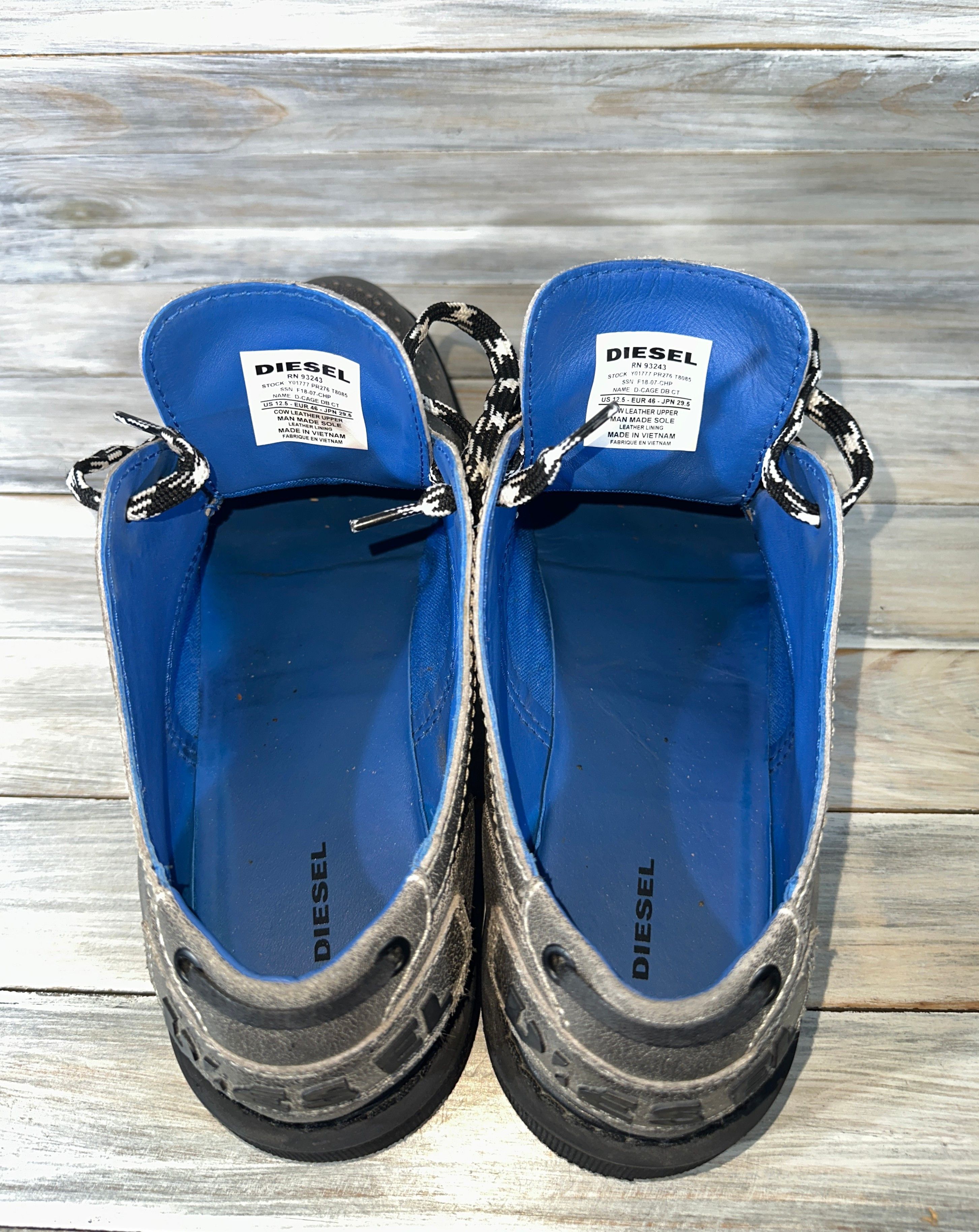 Diesel × Leather Diesel D-Cage Db Ct Gray Leather Lace Up Cap Toe Oxfords Size US 12.5 / EU 45-46 - 11 Thumbnail