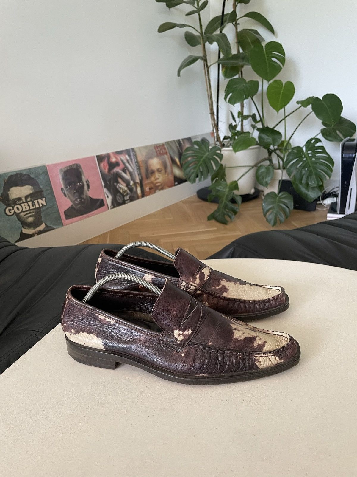 Vintage Luxury Brown Cow Leather Casual Shoes Hype Rare Y2k