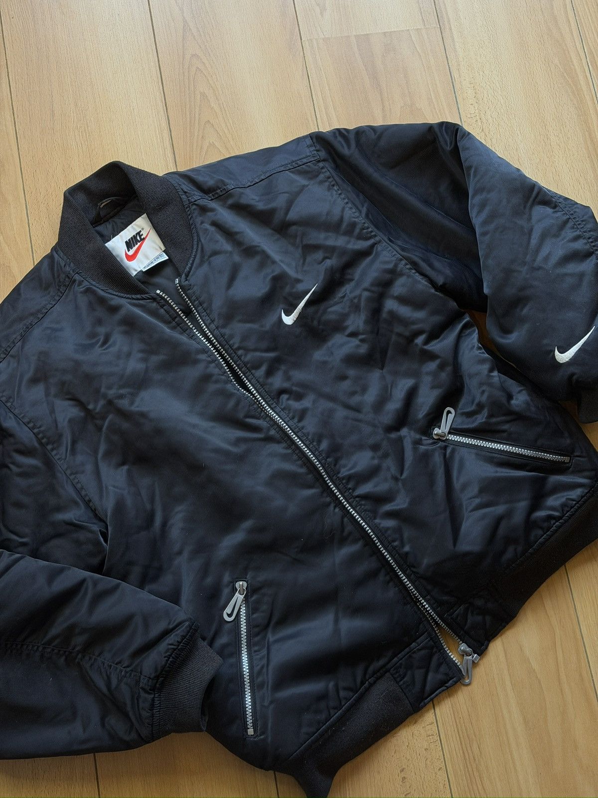 Nike Nike vintage black bomber jacket big logo Size US M / EU 48-50 / 2 - 6 Thumbnail