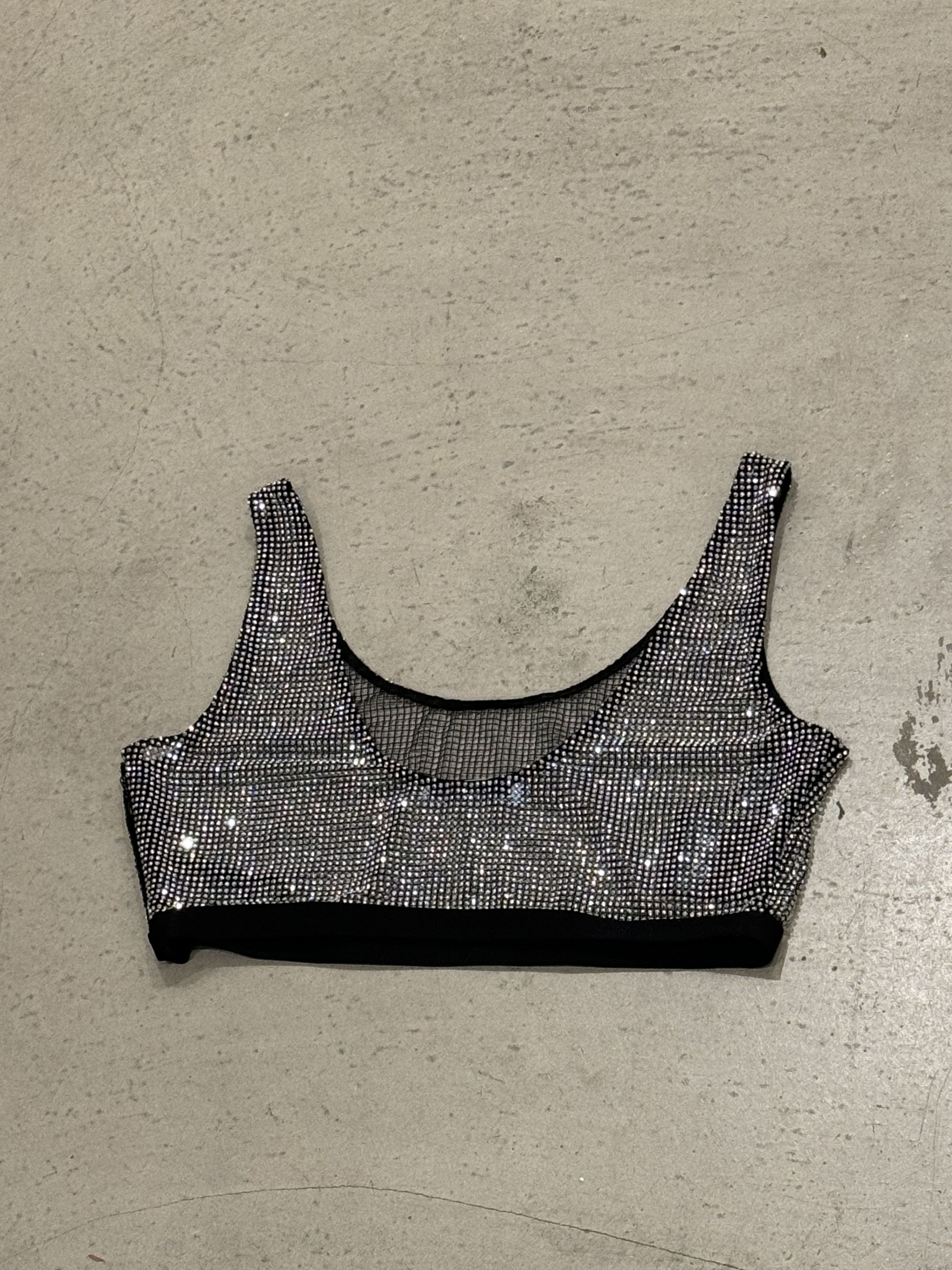image of Prada Embellished Mesh Crop Top Size 42, Women's