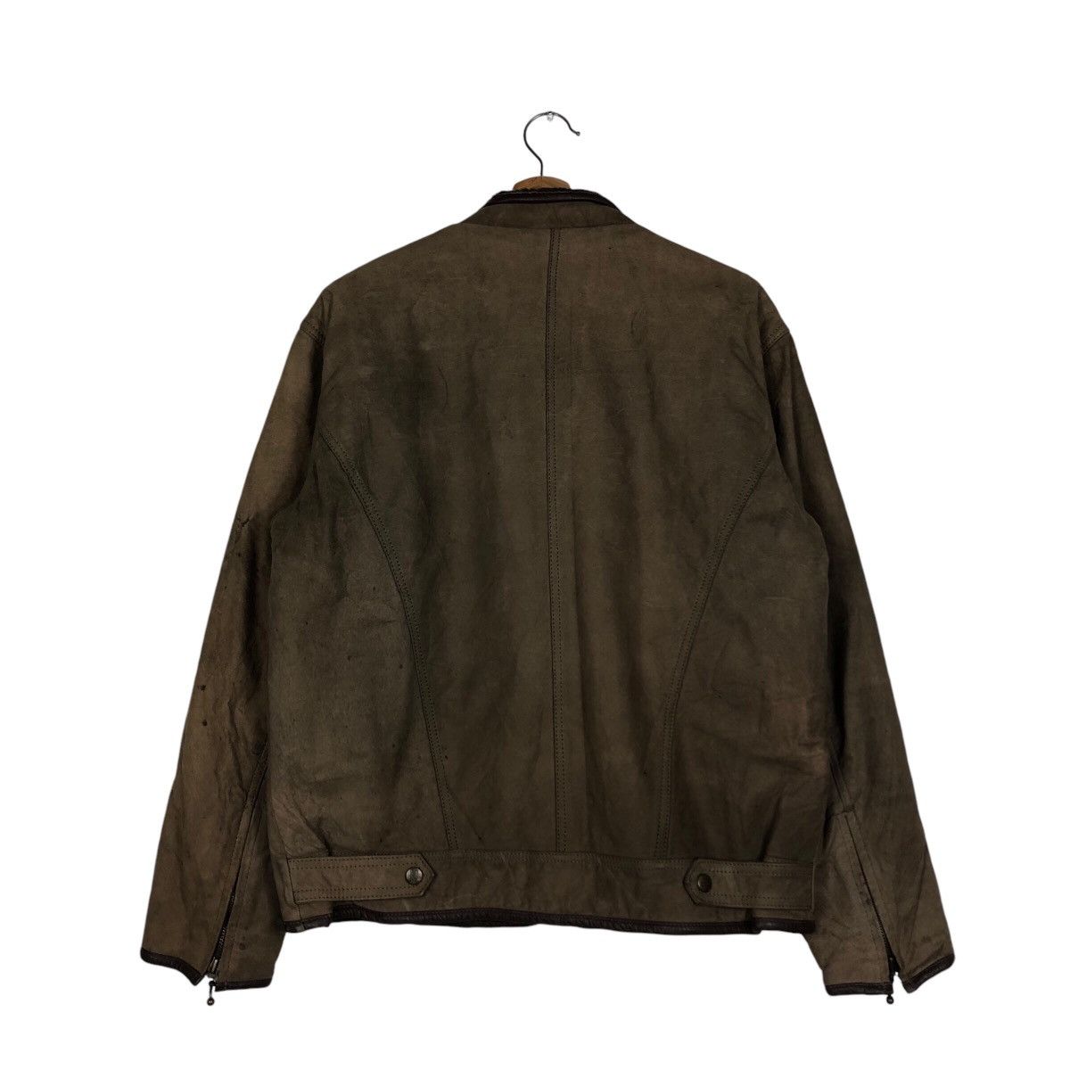 Japanese Brand 📌 Biker Leather Jacket Double Collar Shearling Issey Miyake Size US M / EU 48-50 / 2 - 9 Thumbnail