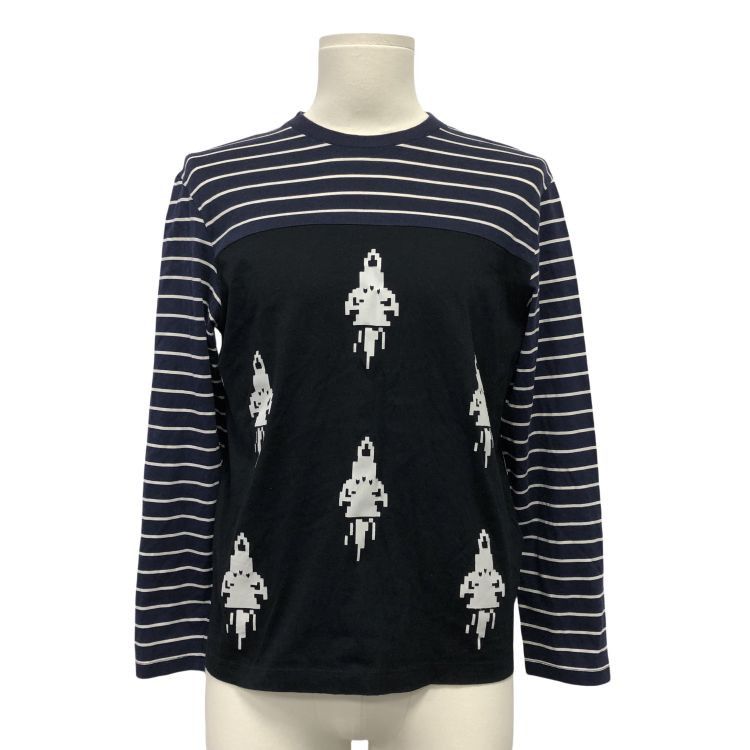 Prada Prada Pixel Rocket Striped Long Sleeve T-Shirt Size M Size US M / EU 48-50 / 2 - 1 Thumbnail