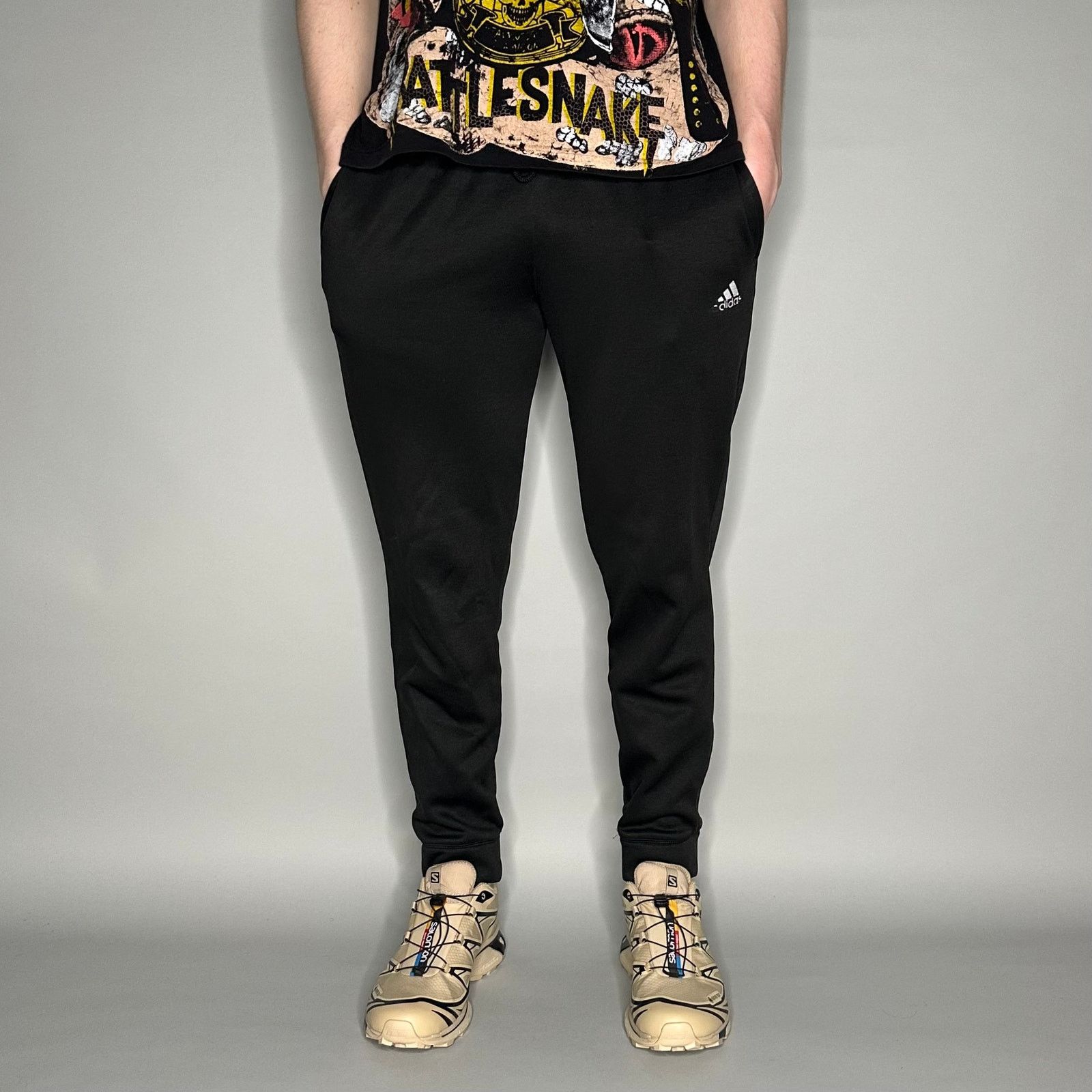 Adidas Vintage Y2K Adidas Sweatpants Mens M Slim Fit Black Joggers Size US 32 / EU 48 - 2 Thumbnail