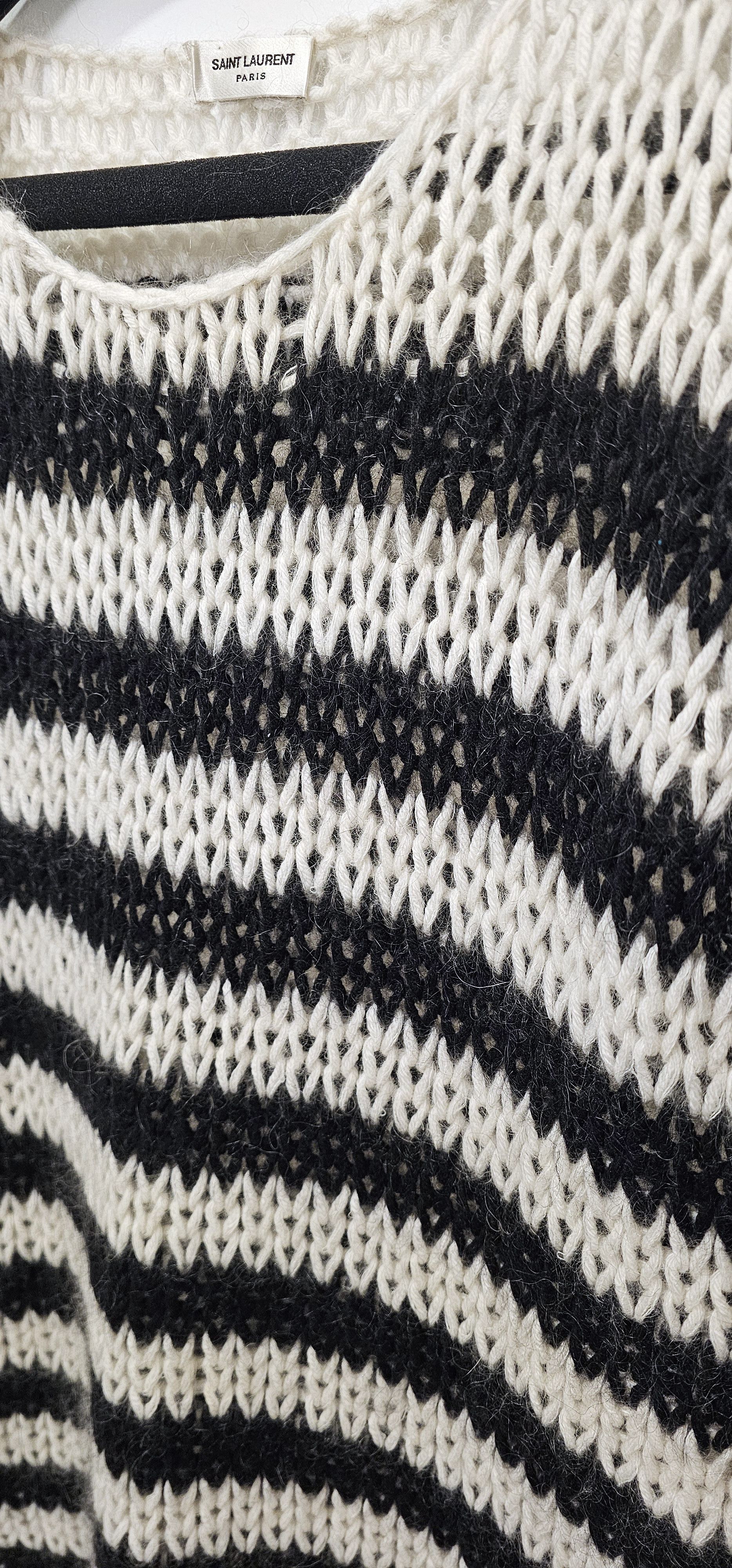 Saint Laurent Paris FW15 Striped Knit Mohair Sweater Size US XS / EU 42 / 0 - 3 Thumbnail