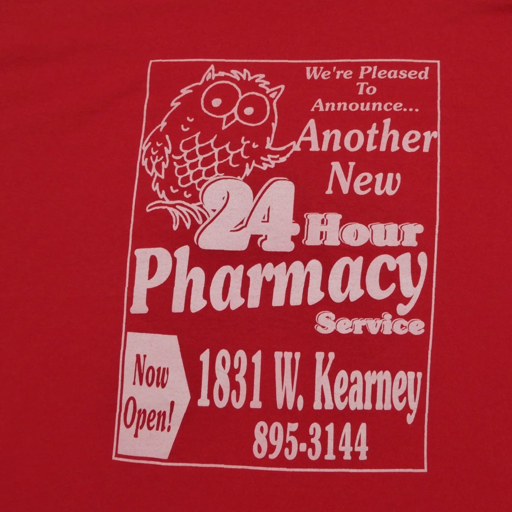 Fruit Of The Loom VINTAGE Pharmacy T Shirt Mens 2XL Red Drug Store Owl 90s Springfield MO 24 Hours Fruit of the Loom Shirt Size US XXL / EU 58 / 5 - 2 Thumbnail