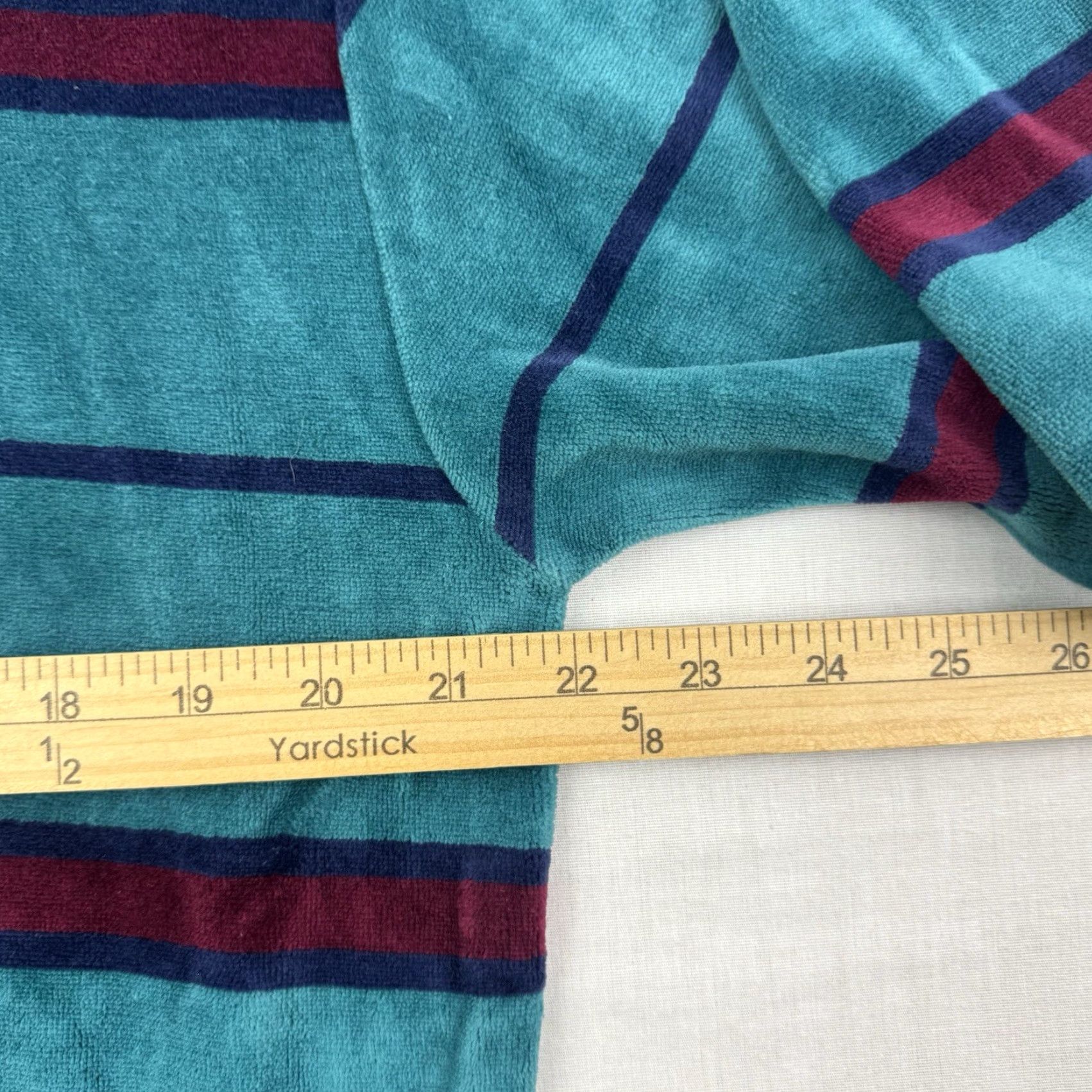 Velour VINTAGE Chesterfield Sweatshirt Adult Large Blue Striped Pullover 80s USA Mens Size US L / EU 52-54 / 3 - 7 Thumbnail