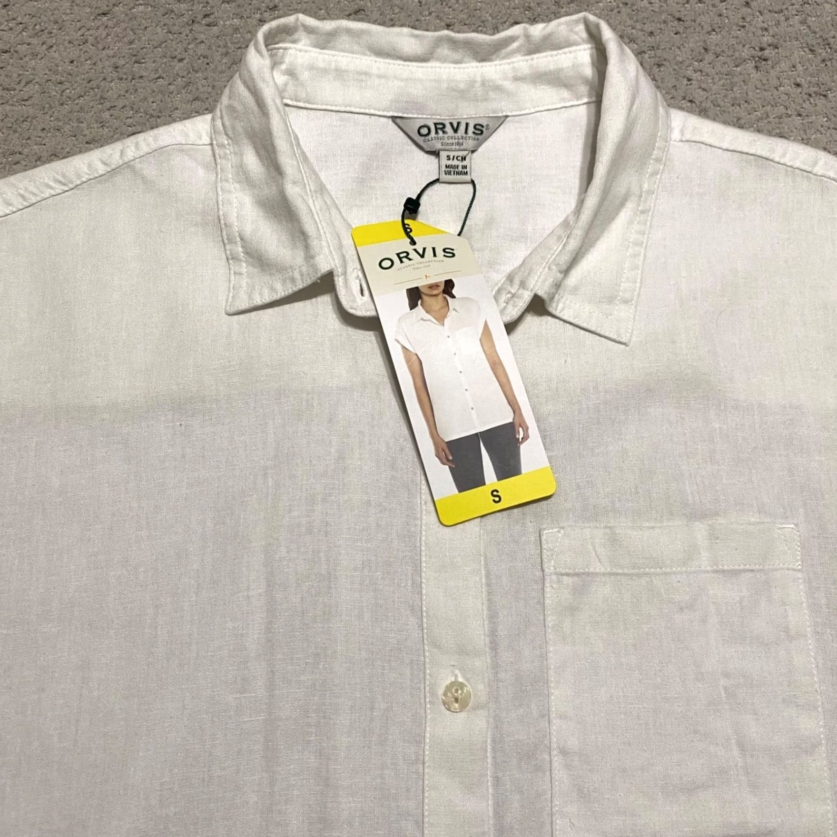 Orvis Orvis Shirt Womens Small White Linen Rayon Button Up Cap Sleeve NWT New Size S / US 4 / IT 40 - 6 Thumbnail