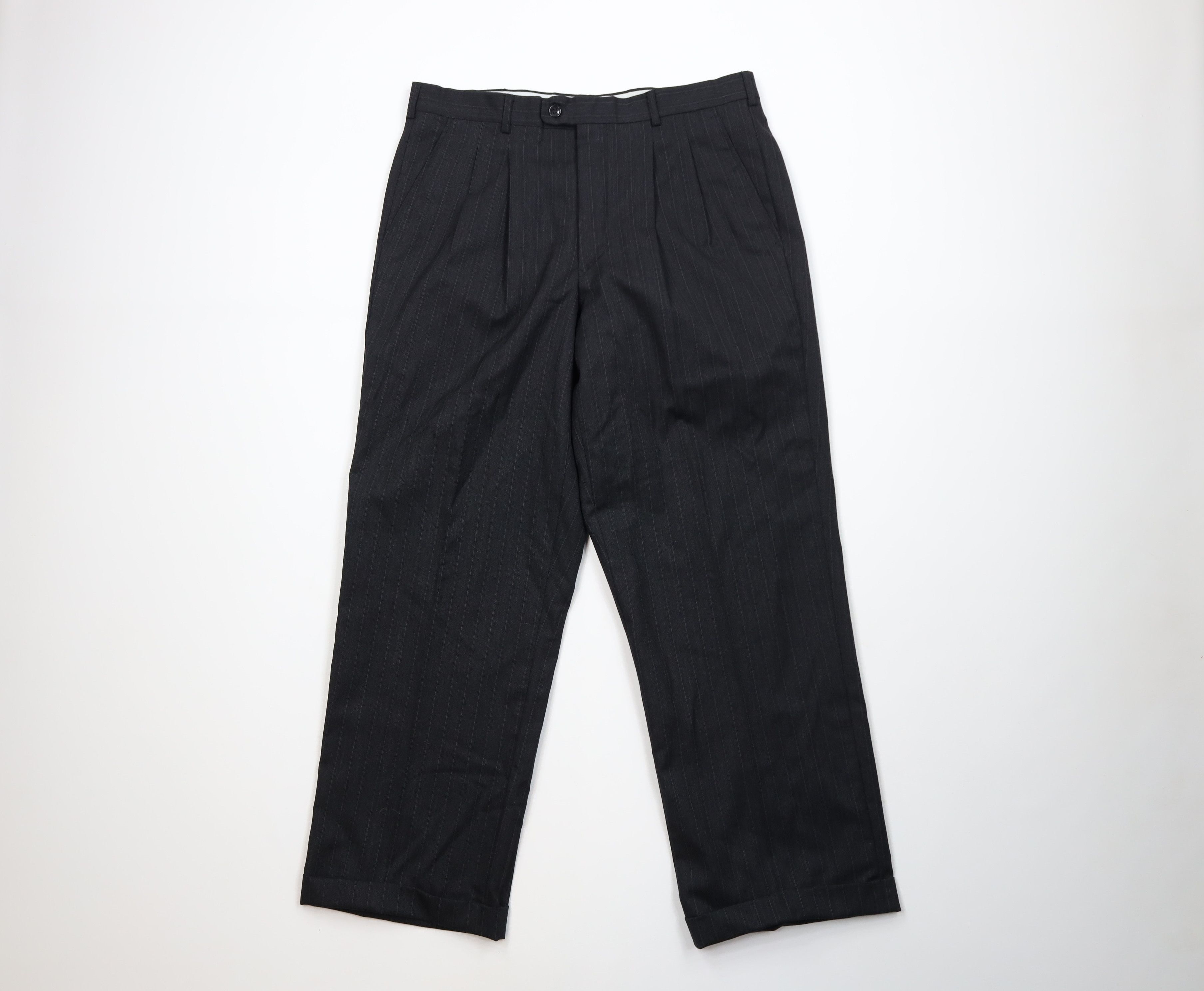 Vintage Vintage 90s Streetwear Striped Wide Leg Chino Pants Black Size US 32 / EU 48 - 1 Thumbnail