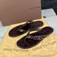 LOUIS VUITTON Black Men's Hamptons Thong Flip Flops Size 8