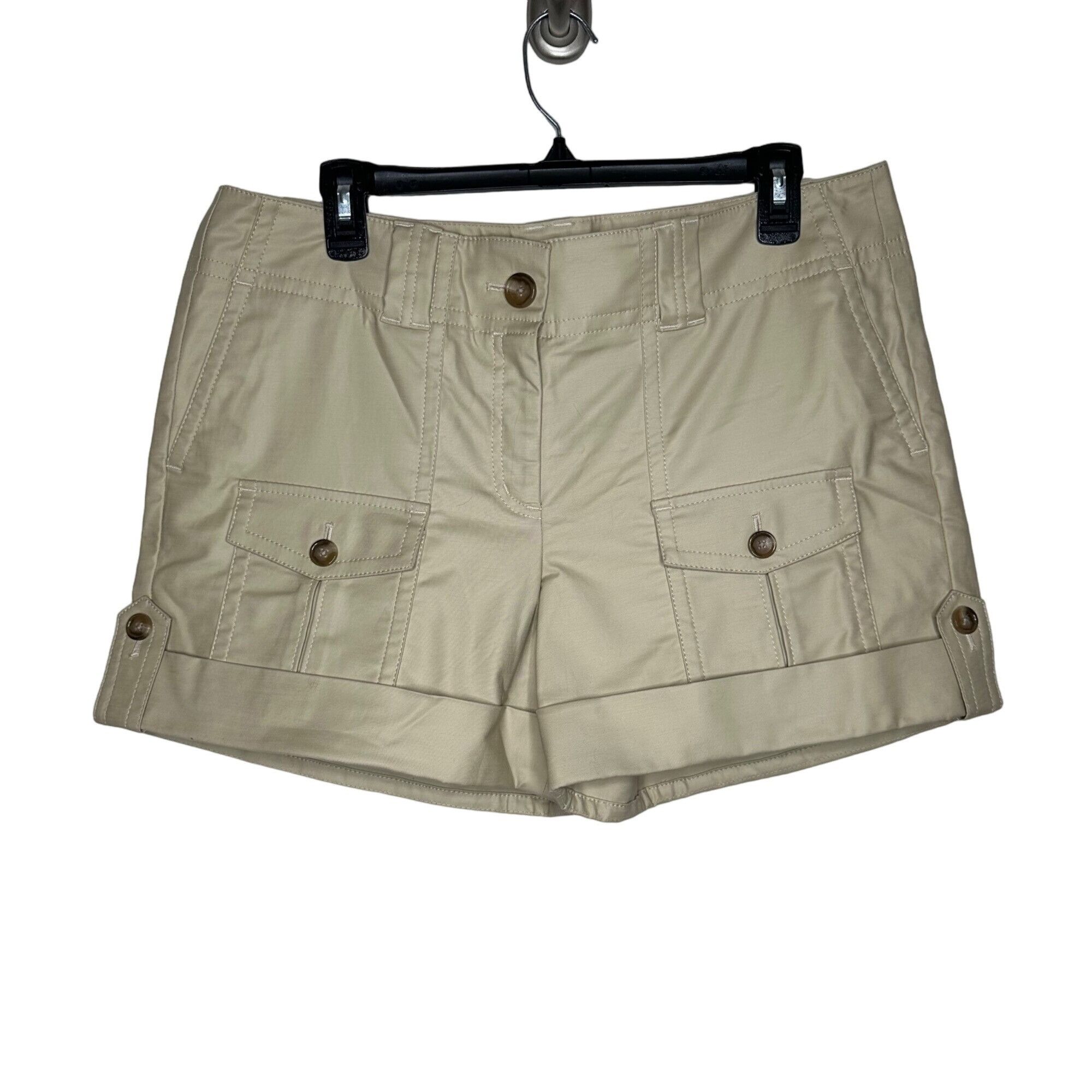 Short Kaki Ann Taylor Loft - Taille 2, Beige - Avec Poches Et Passants De Ceinture - Occasion Très Bon état